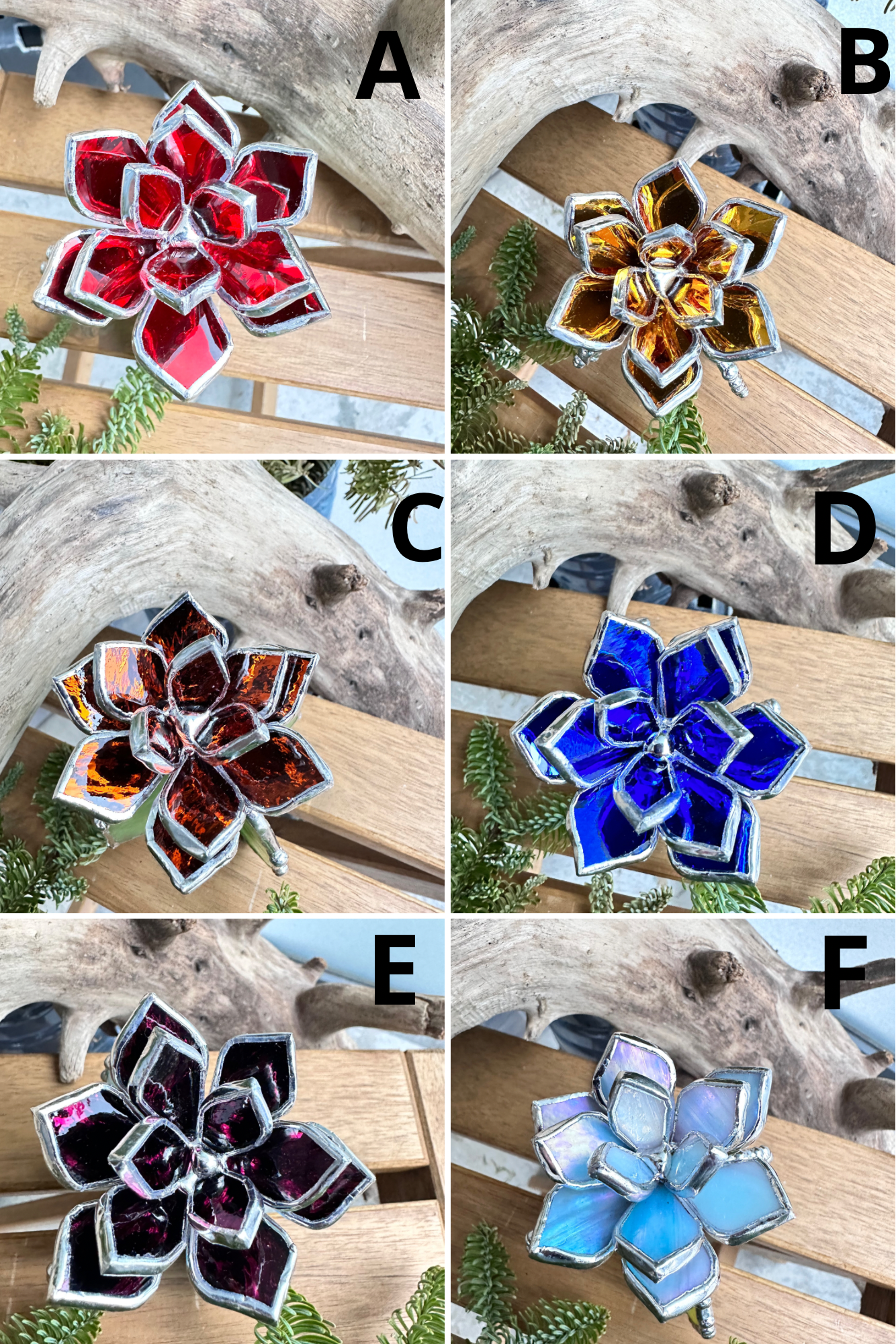 "Cactus XL SELECT FLOWER and BASE", Stained glass, Succulent 3D Cacti house plant for flower pot Sun catcher glass art wedding