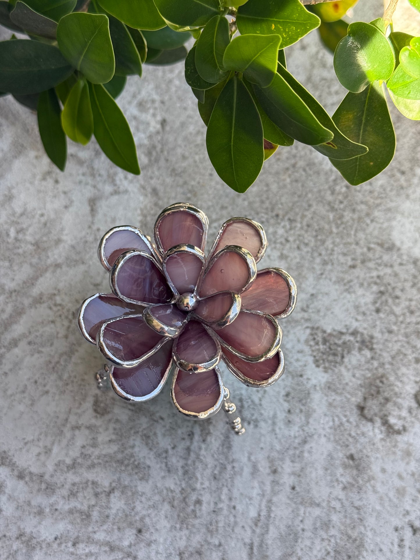 "Cactus XL Purple Turquoise Iridescent", Stained glass Succulent 3D, Cacti, house plant for flower pot, Sun catcher, glass art