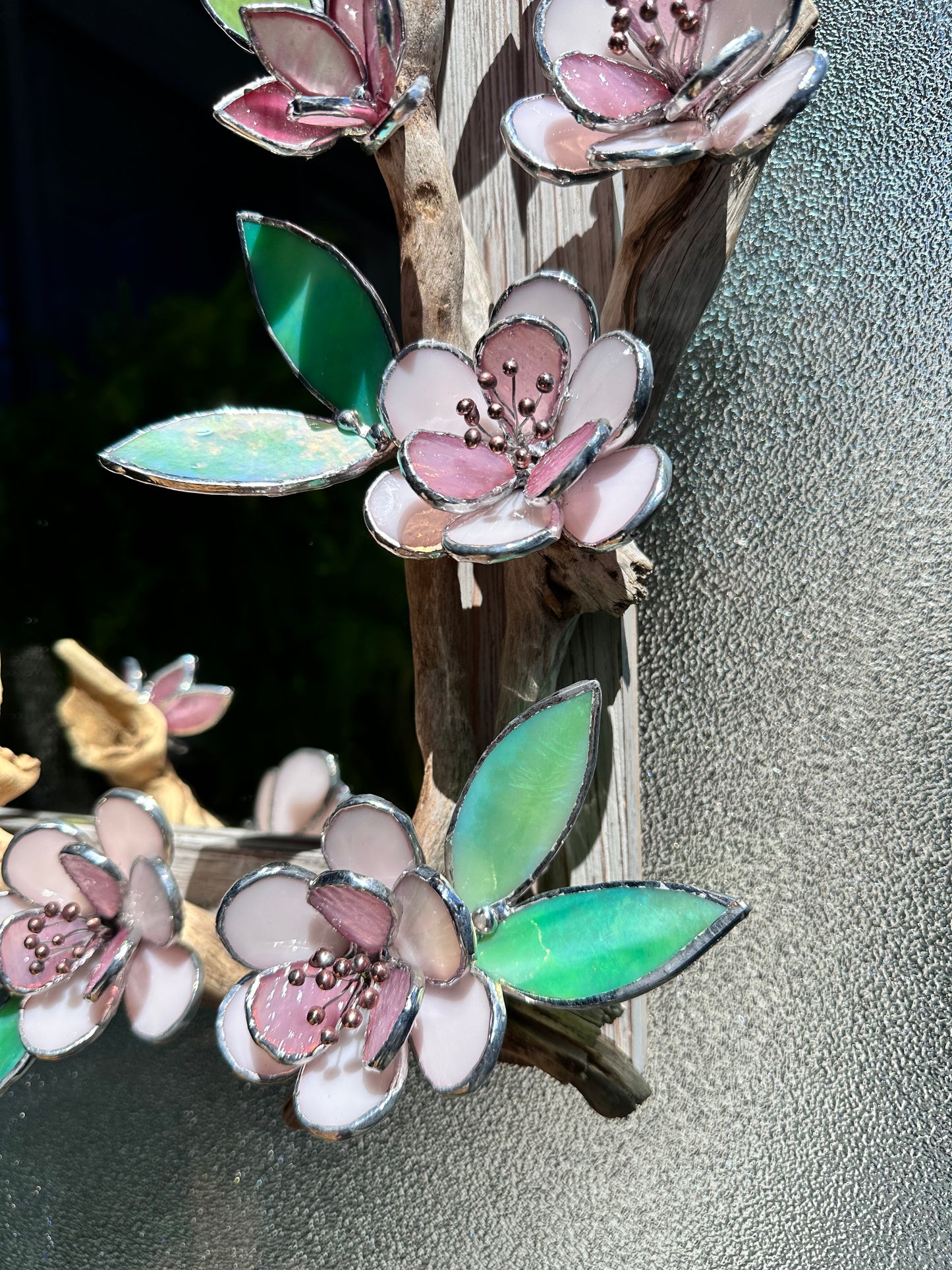 " .Beautiful Sakura Flower Mirror, Cherry blossom, Stained glass Wedding Wall Decor, Christmas gift, Suncatcher, available