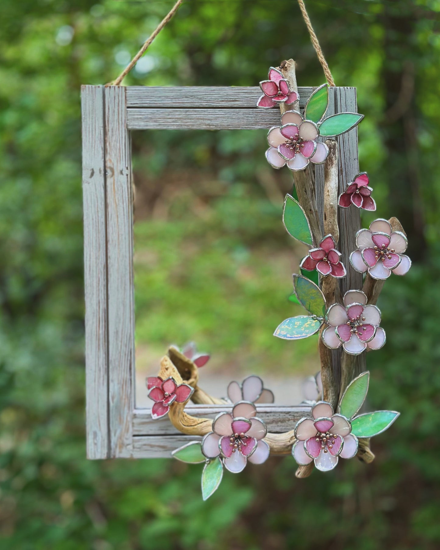 " .Beautiful Sakura Flower Mirror, Cherry blossom, Stained glass Wedding Wall Decor, Christmas gift, Suncatcher, available