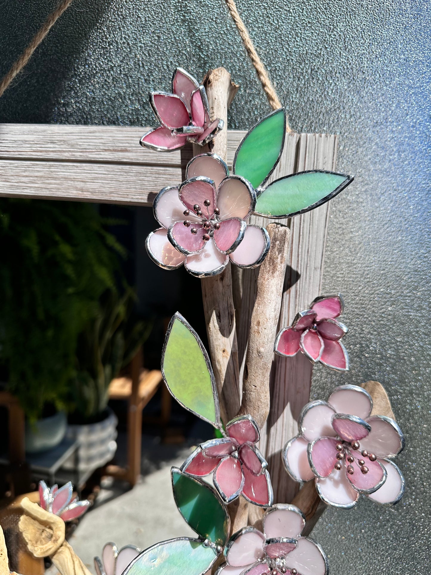 " .Beautiful Sakura Flower Mirror, Cherry blossom, Stained glass Wedding Wall Decor, Christmas gift, Suncatcher, available