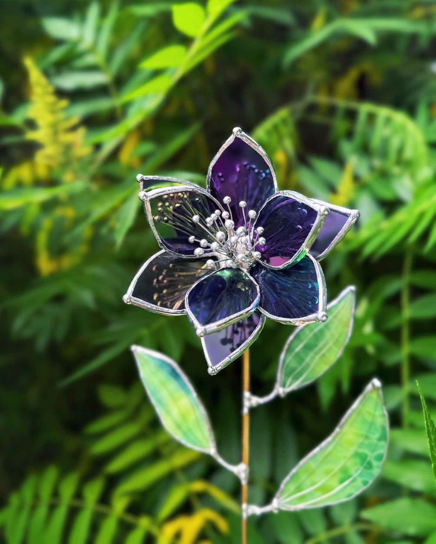 " . Amethyst Ranunculus" Stained glass tropical flower Suncatcher 3D, Table plant cactus Home wedding decor, Christmas gift