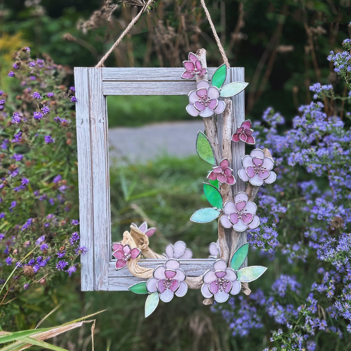 " .Beautiful Sakura Flower Mirror, Cherry blossom, Stained glass Wedding Wall Decor, Christmas gift, Suncatcher, available