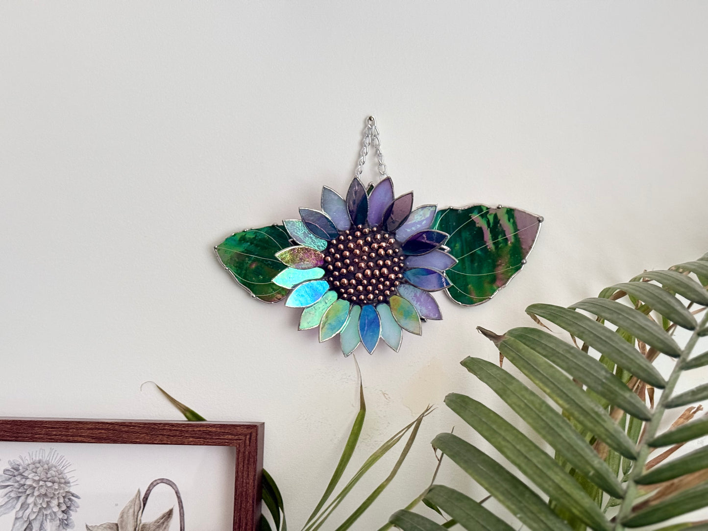 Sunflower Lavender Dreams, Stained Glass Suncatcher, Wall Art Decor ready