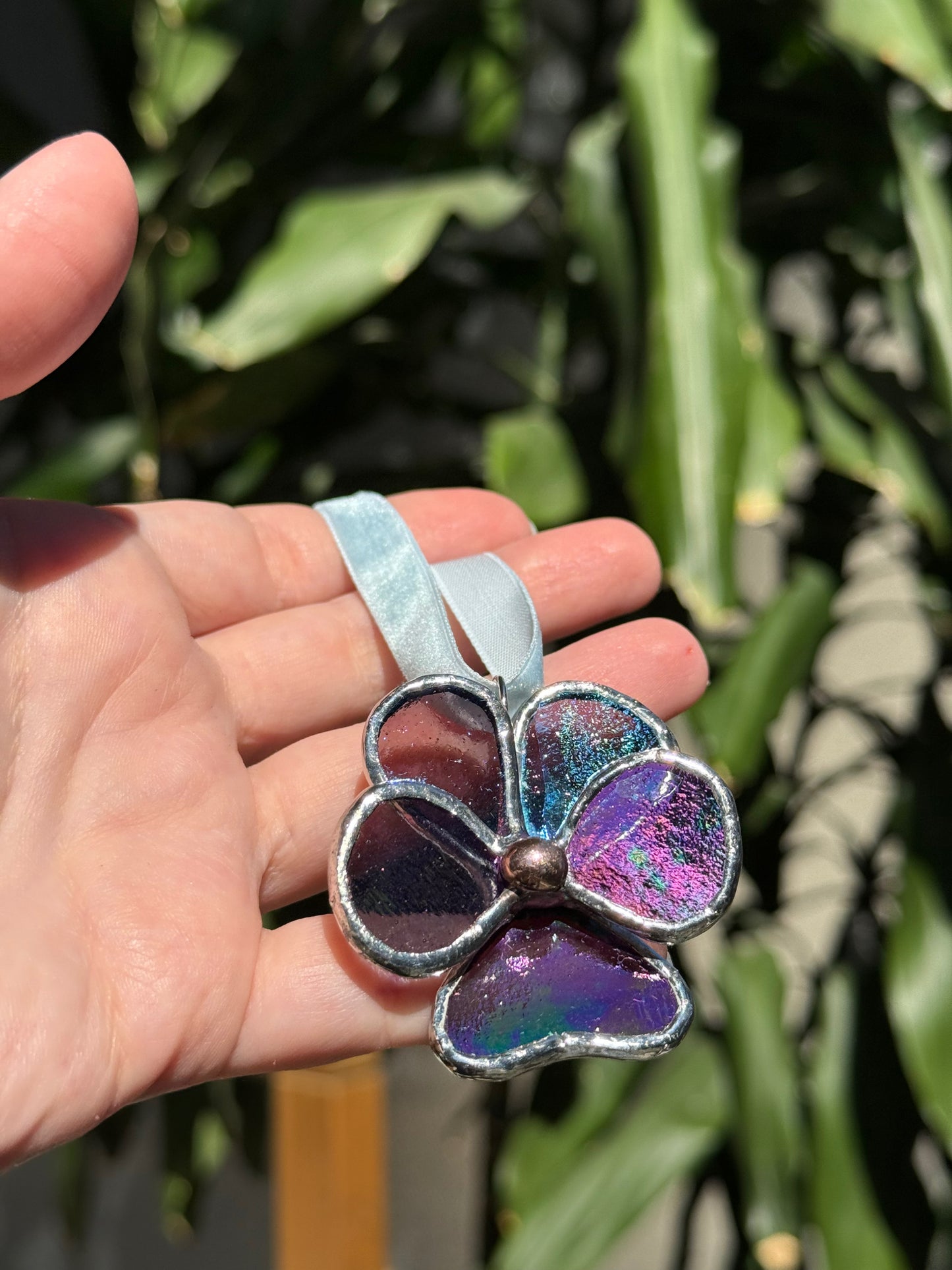 " .  CHOOSE COLOR Decorative ORNAMENT Stained glass Pansy flower, Christmas decoration, Suncatcher