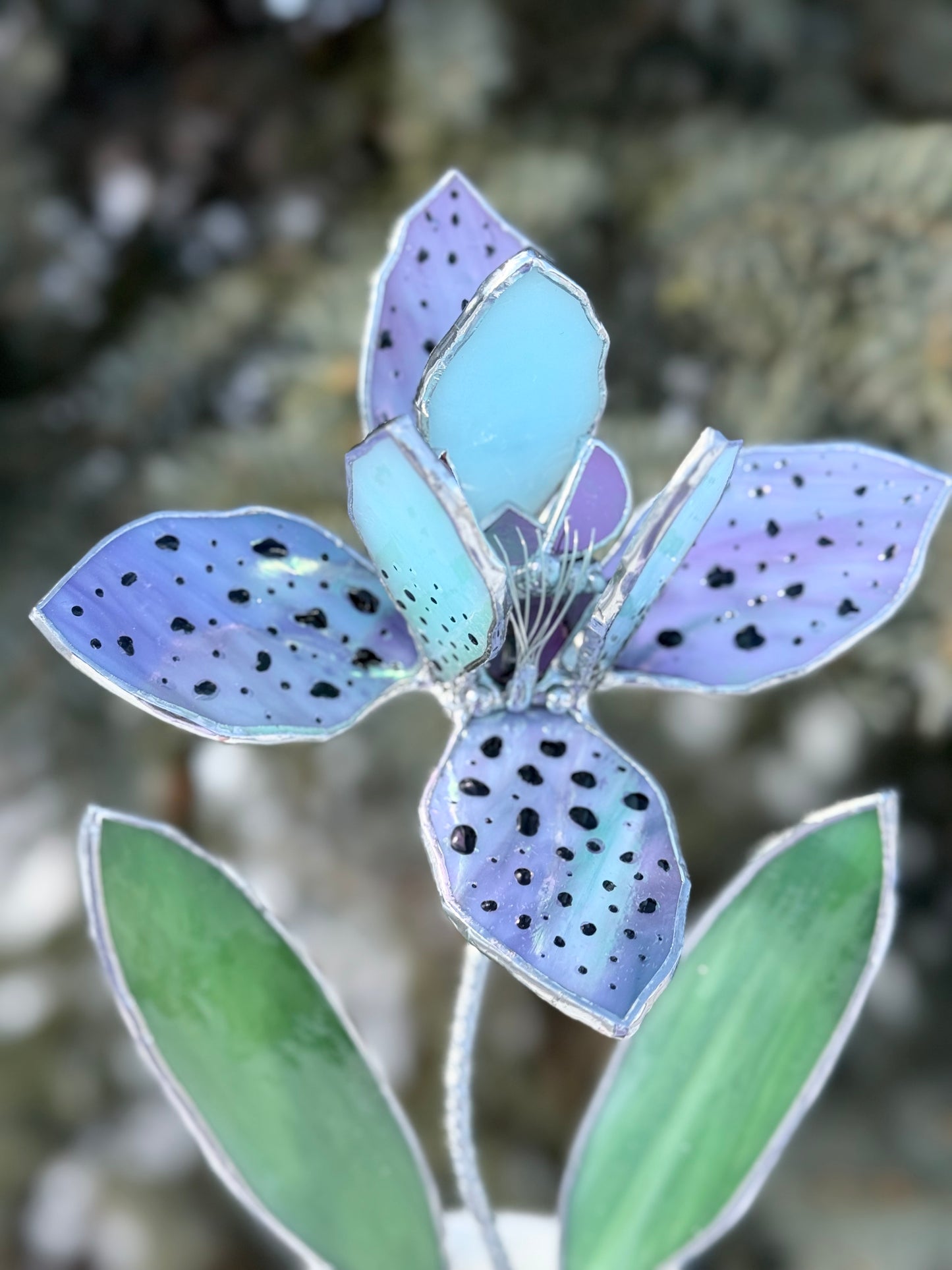 .Tropical Orchid in a pot, Botanical Stained Glass Modern Art Decor