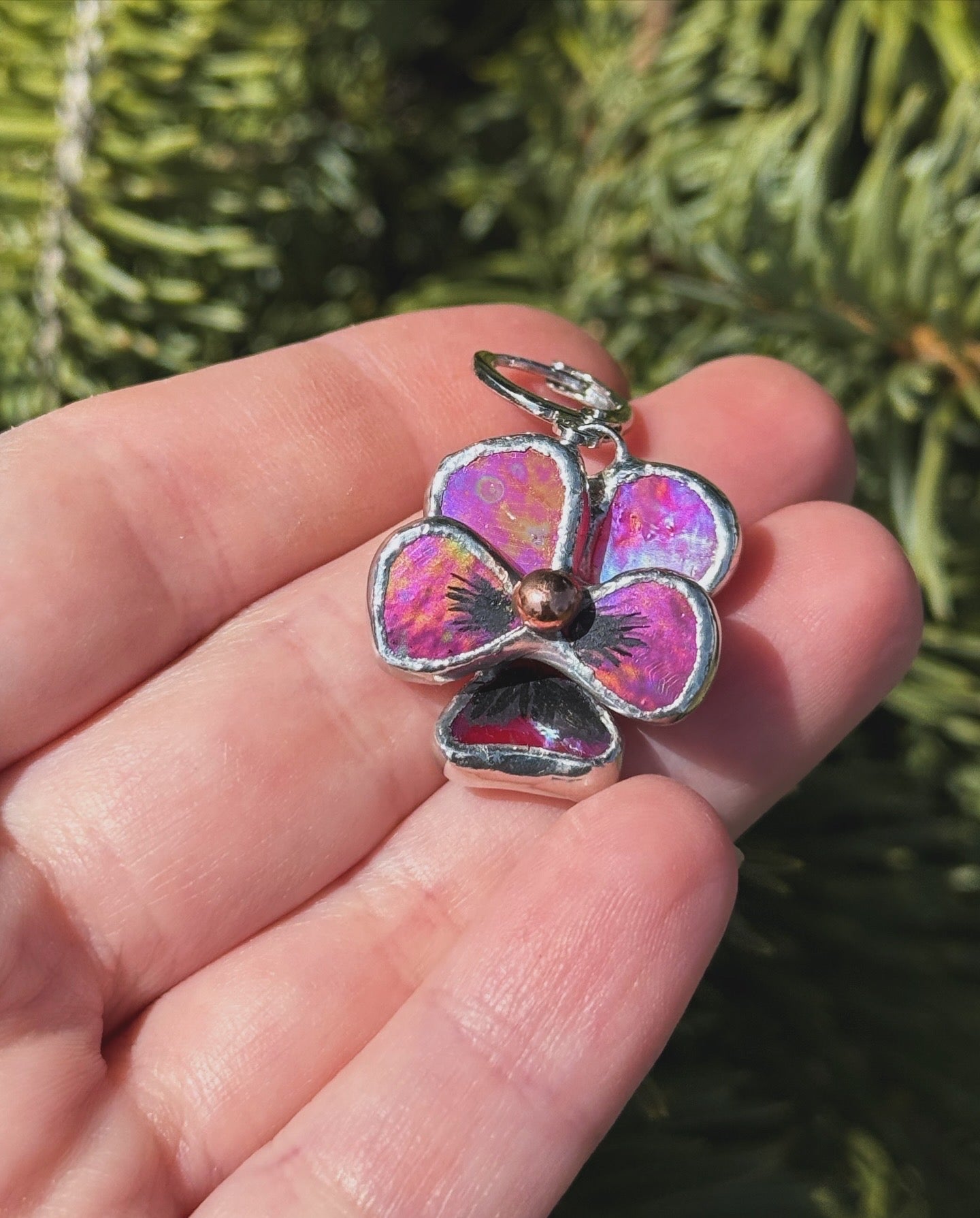 " . CHOOSE COLOR “EARRINGS Pansy flower” Stained glass tropical flower 3D, art jewelry