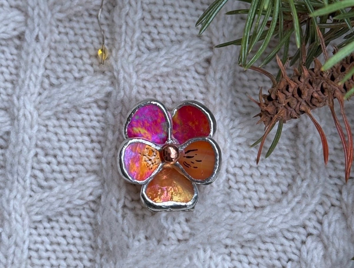 " . CHOOSE COLOR “EARRINGS Pansy flower” Stained glass tropical flower 3D, art jewelry