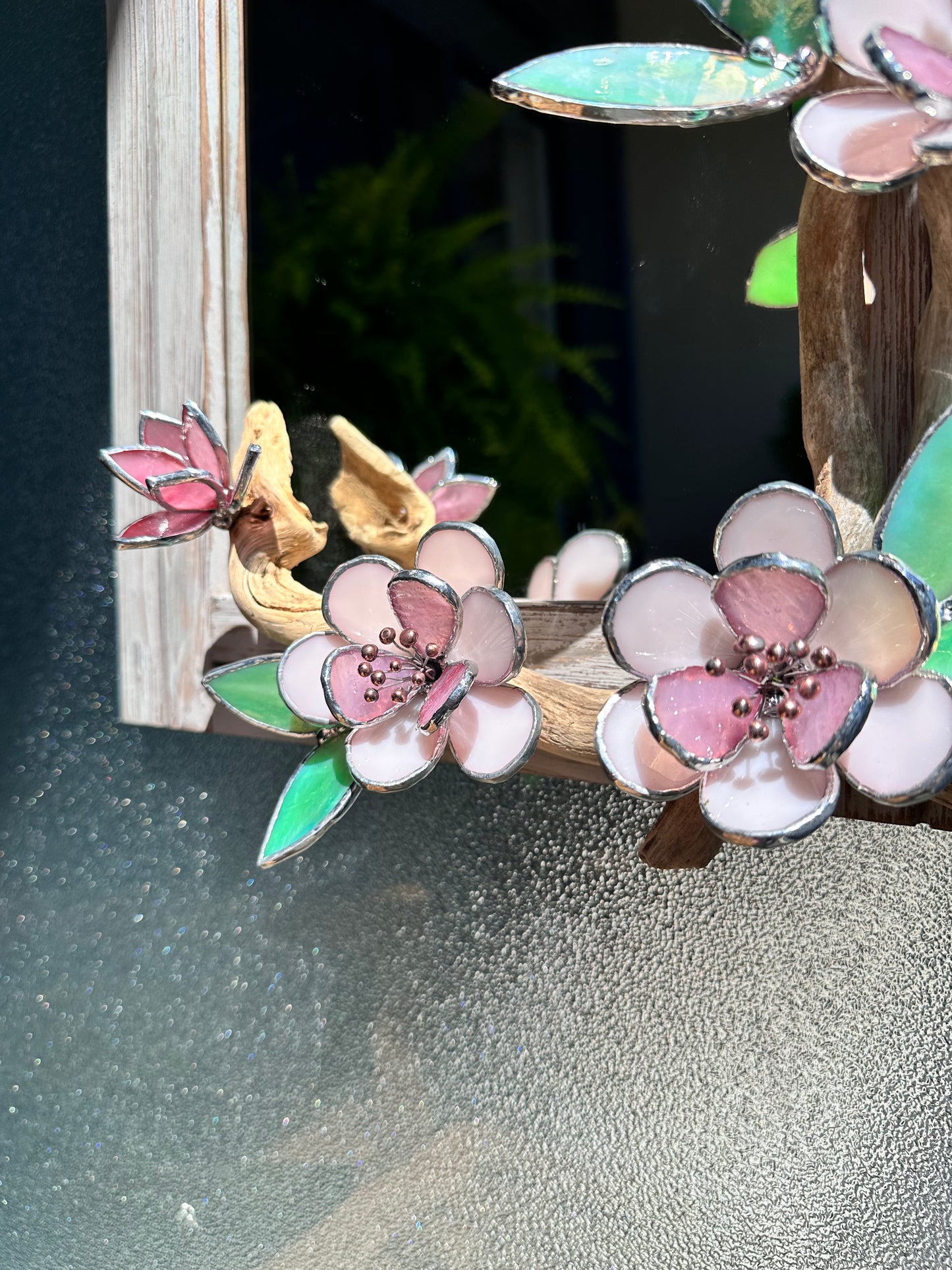 " .Beautiful Sakura Flower Mirror, Cherry blossom, Stained glass Wedding Wall Decor, Christmas gift, Suncatcher, available