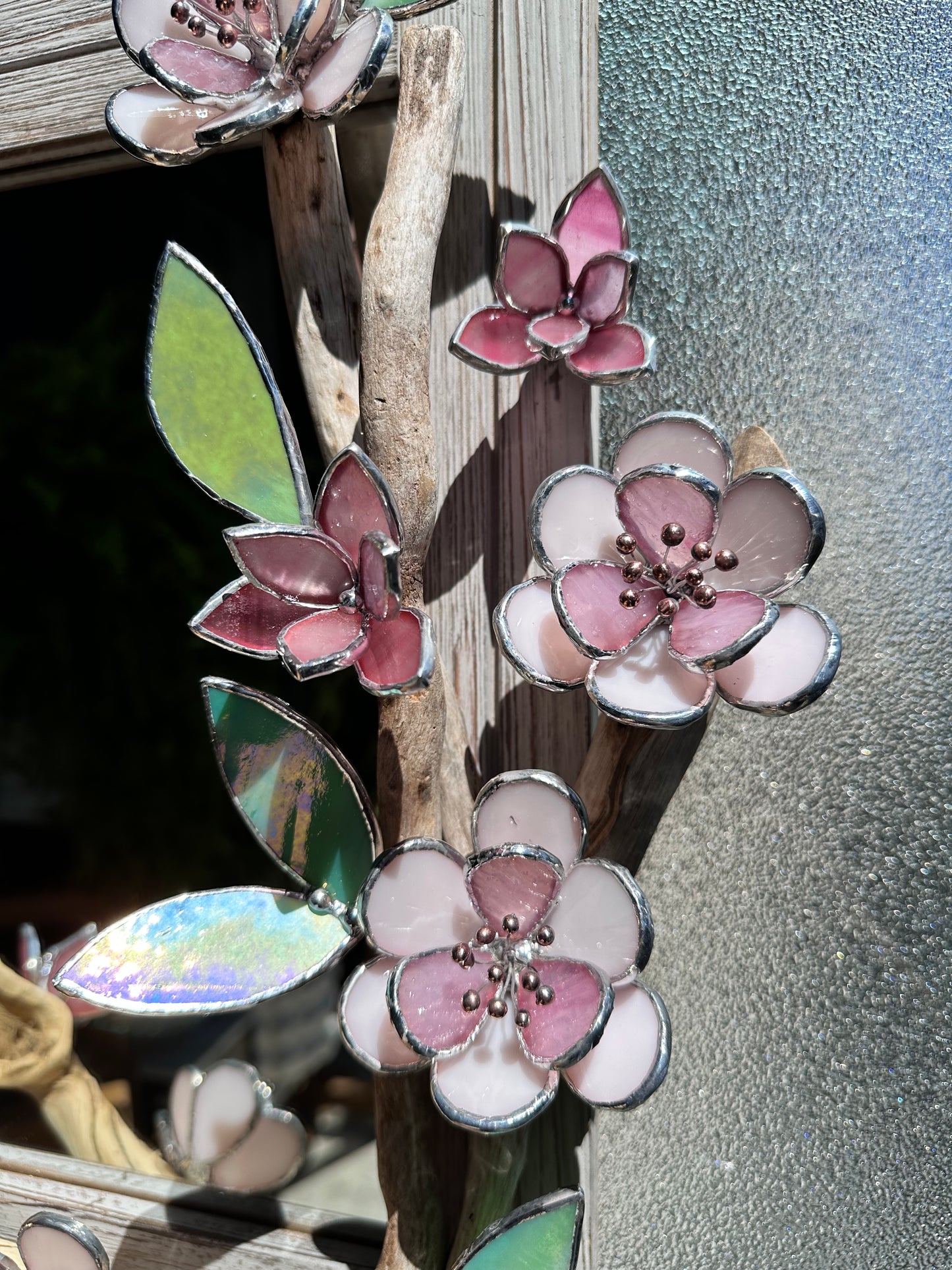 " .Beautiful Sakura Flower Mirror, Cherry blossom, Stained glass Wedding Wall Decor, Christmas gift, Suncatcher, available