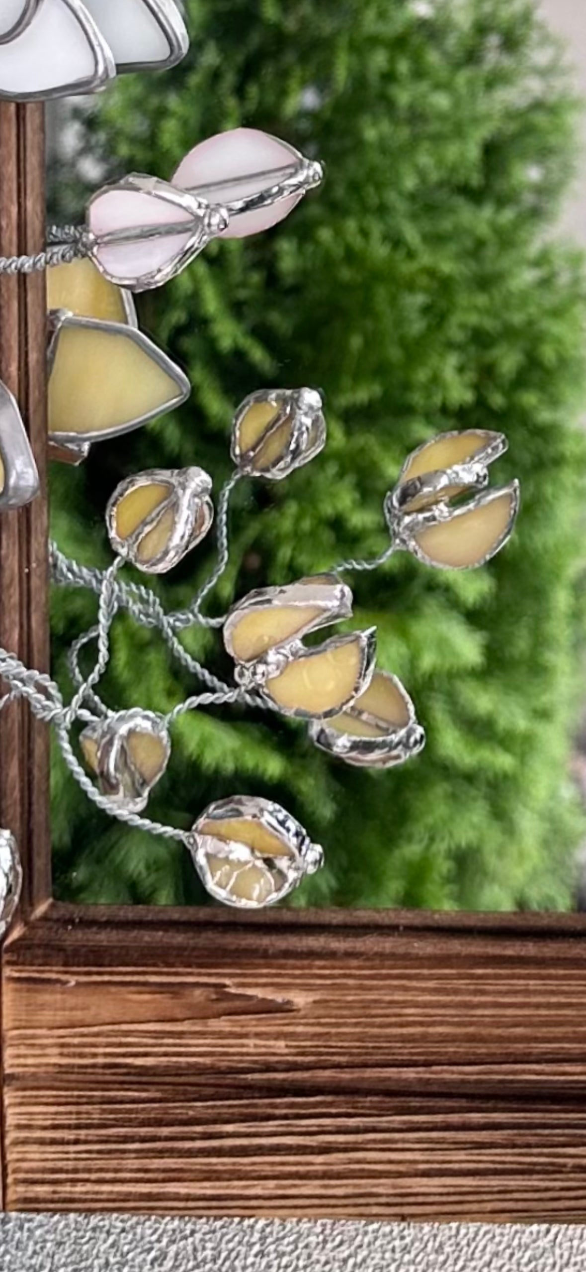 "Blooming Orchid white" Stained glass flower Mirror wall decor Art, Wedding, Christmas, gift Decoration Glass flowers Succulents.