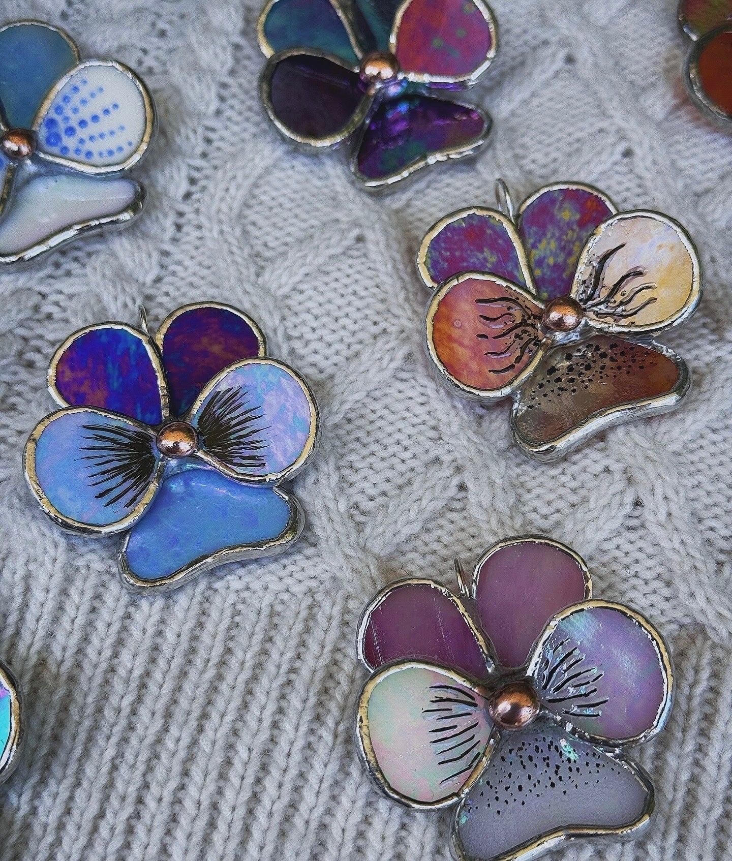 " .  CHOOSE COLOR Decorative ORNAMENT Stained glass Pansy flower, Christmas decoration, Suncatcher