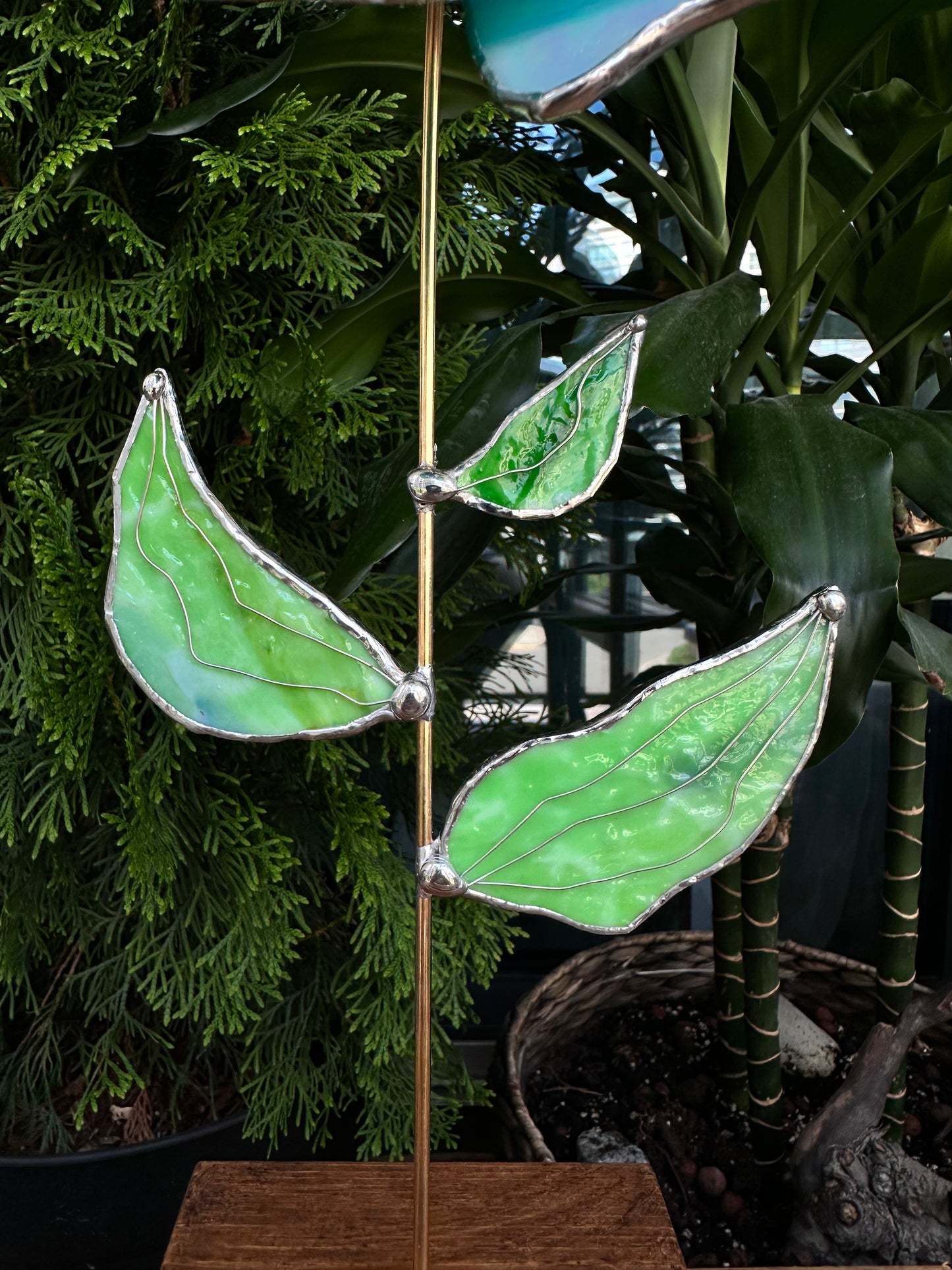 " . Beautiful Peony Turquoise Iridescent" Stained glass tropical flower 3D, Sun catcher, Table plant, Garden stake, wedding decor, Christmas gift