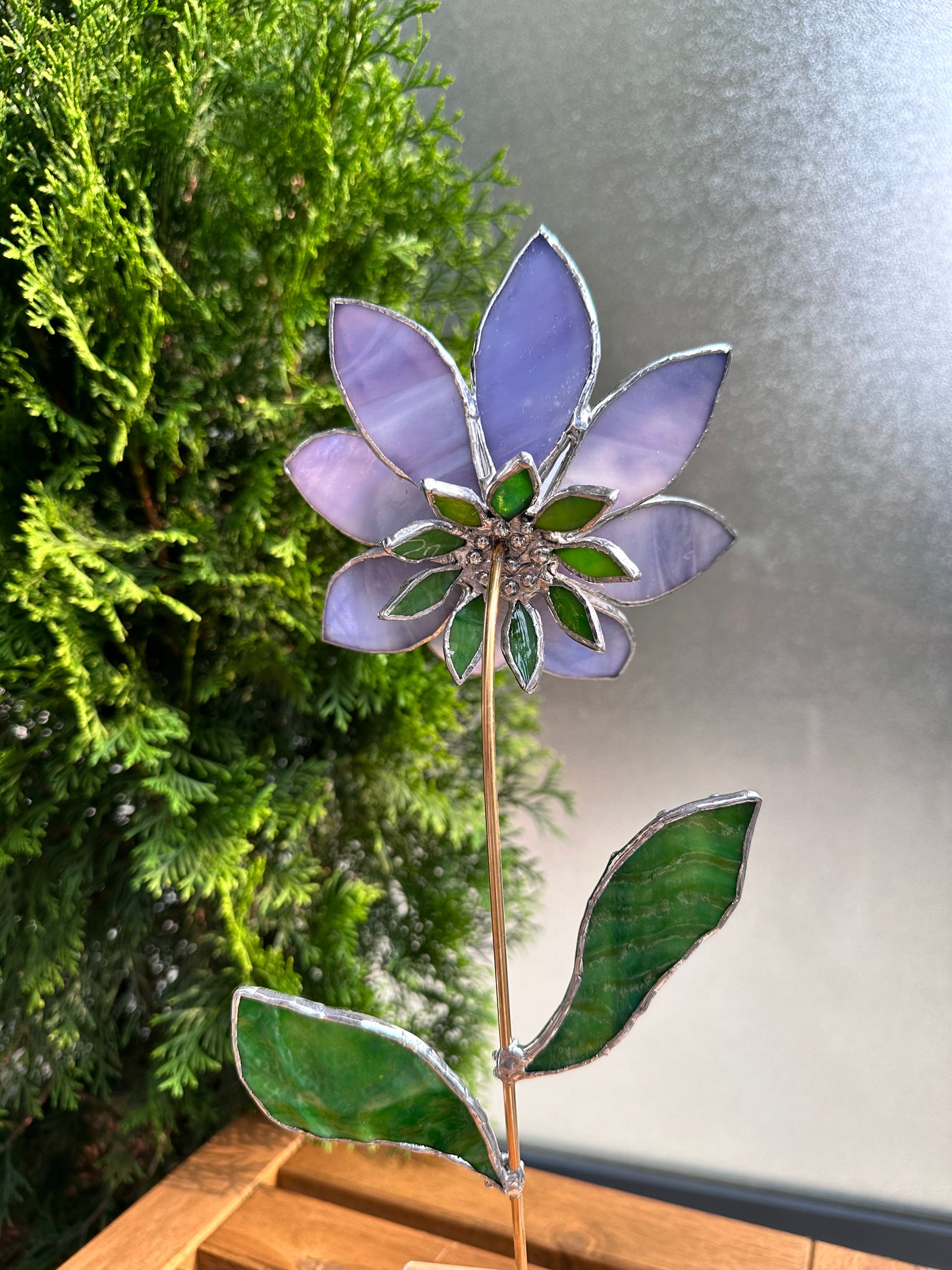 " . Lavender Iridescent Tropical flower 3D, Stained glass tropical flower 3D, Sun catcher, Table plant decor, Garden stake, wedding decor, Christmas gift