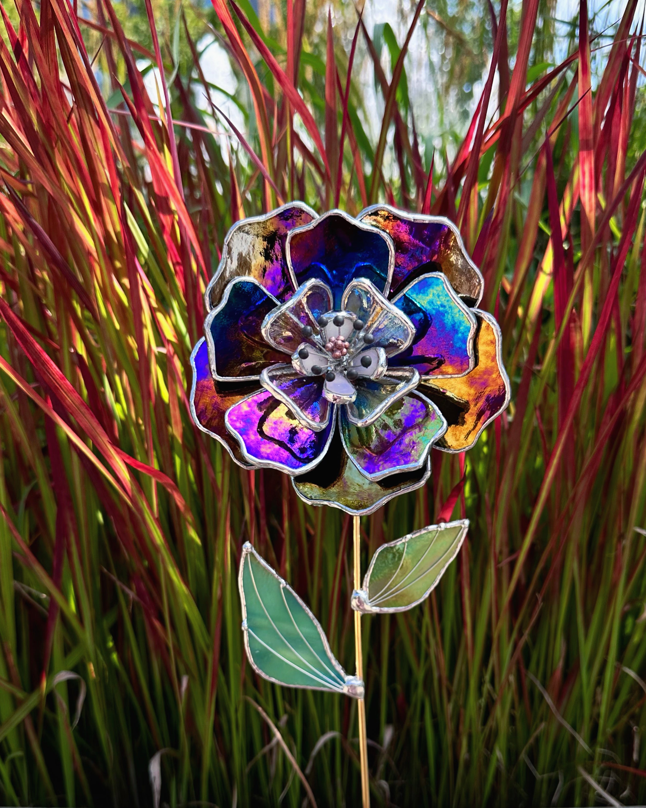 Gorgeous peony' Stained glass Mirror Sun catcher Glass Art Home decor –  Aura-Terrariums