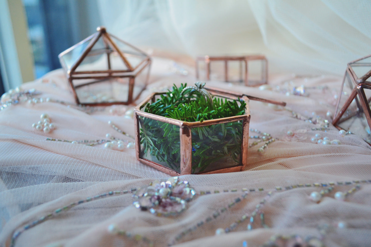Engagement Stained glass Wedding ring box, Valentine’s Day gift, Jewelry box