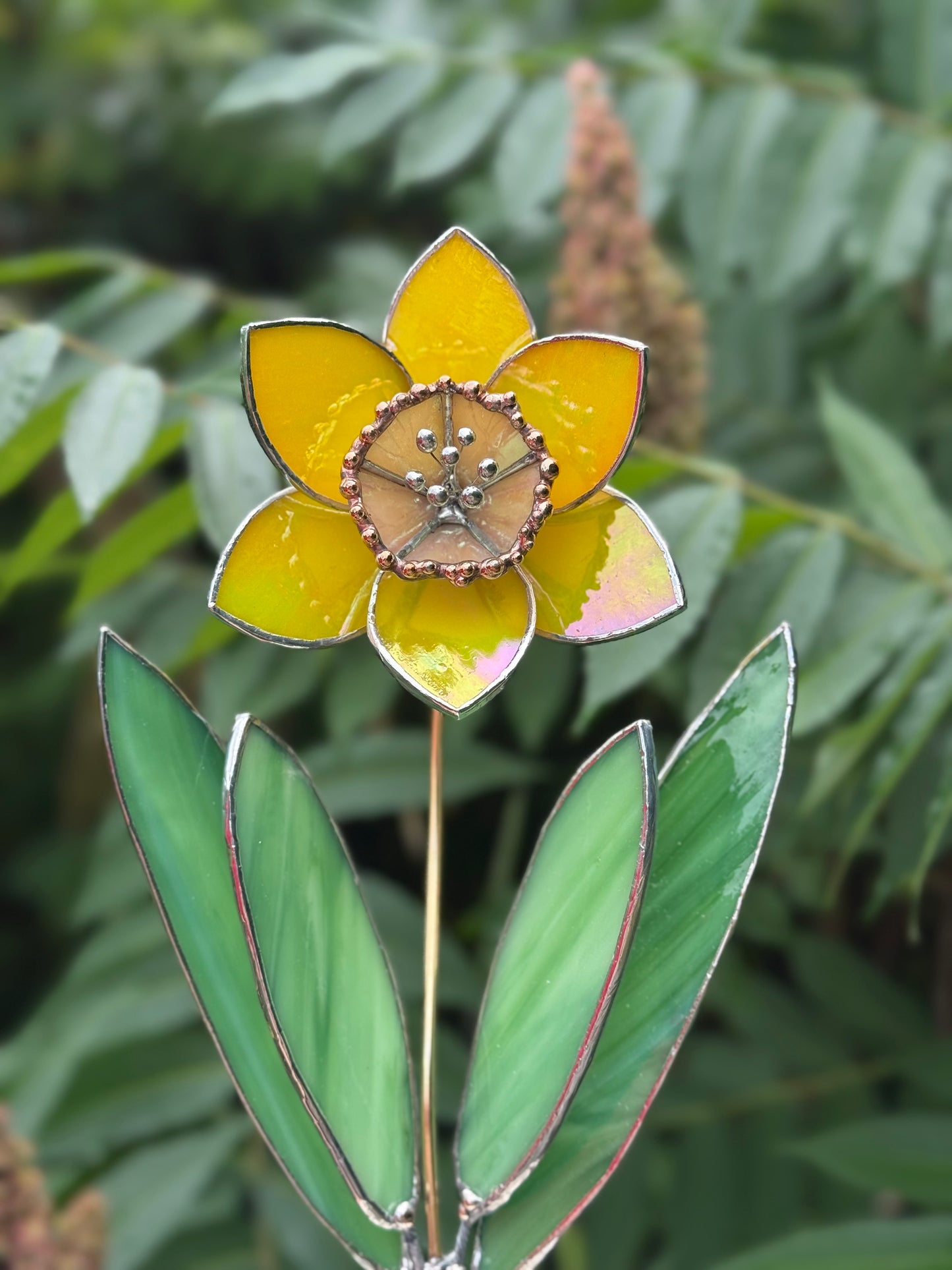 .Lemon Yellow Lumi Daffodil Flower Stained glass tropical flower new