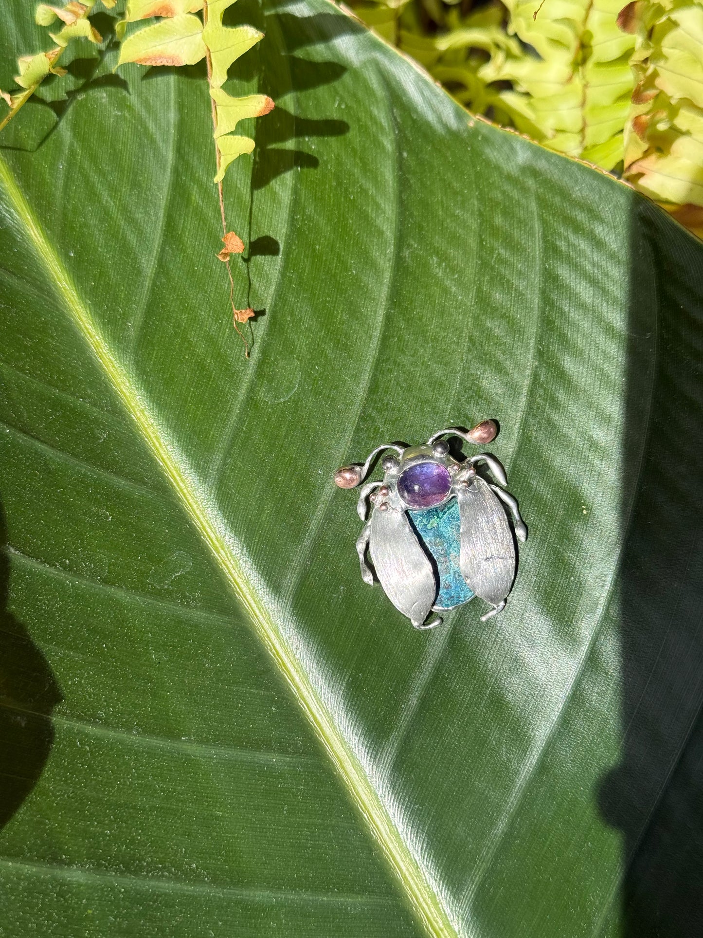 CHOOSE INSECT Brooch or Necklace Beetle with Gemstones, Artisan Jewelry Bug