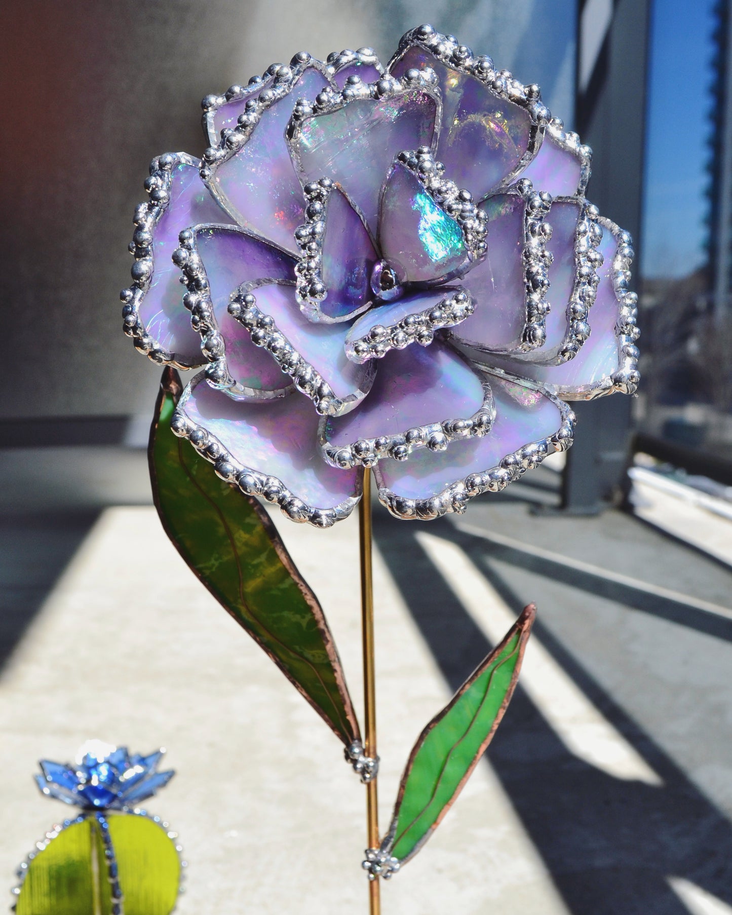 " . Lavender Peony". Iridescent stained glass tropical flower Suncatcher 3D, Table plant decor, Home Garden stake, Mother’s Day gift