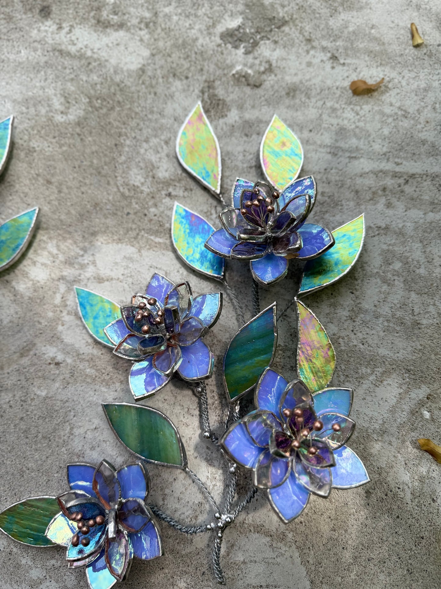 .Blue wildflowers Stained glass, Wall Decor, Glass Suncatcher Wall Decor ready