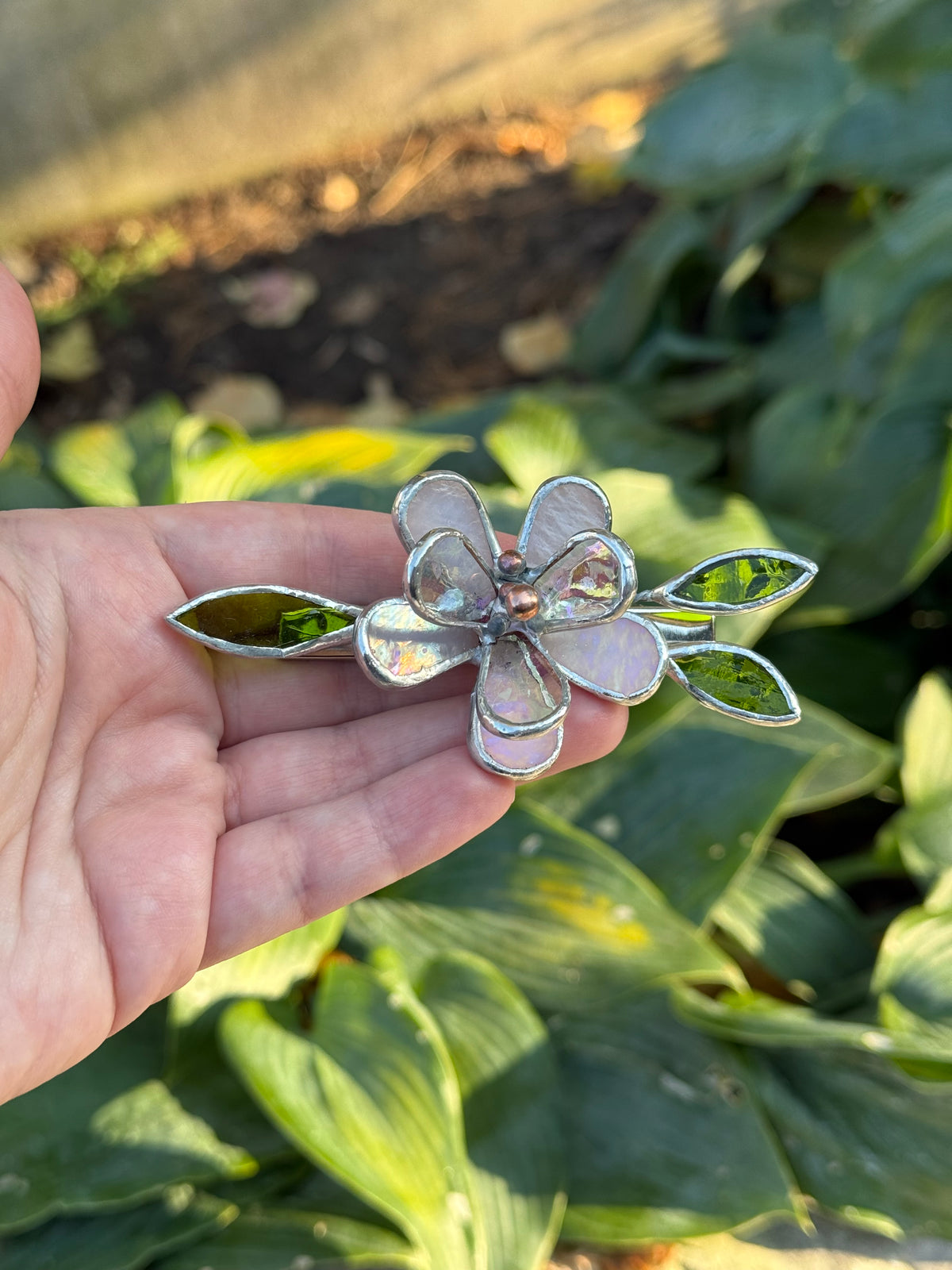 .CHOOSE FLOWER TYPE, Hair CLIP, Stained Glass Botanical Modern Floral Jewelry
