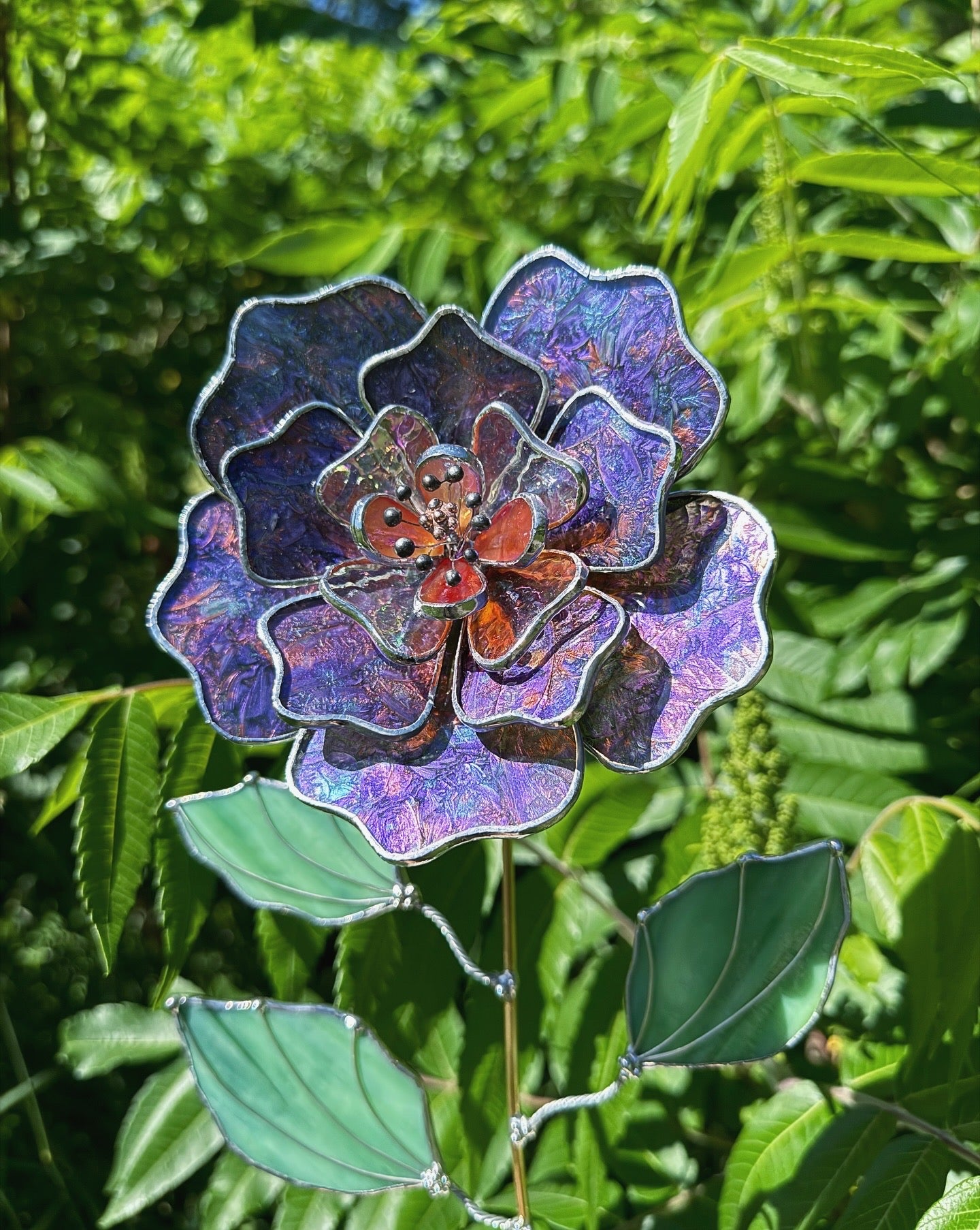 .Multicolor Peony Stained glass flower 3D Botanical Table Plant Decor new ready