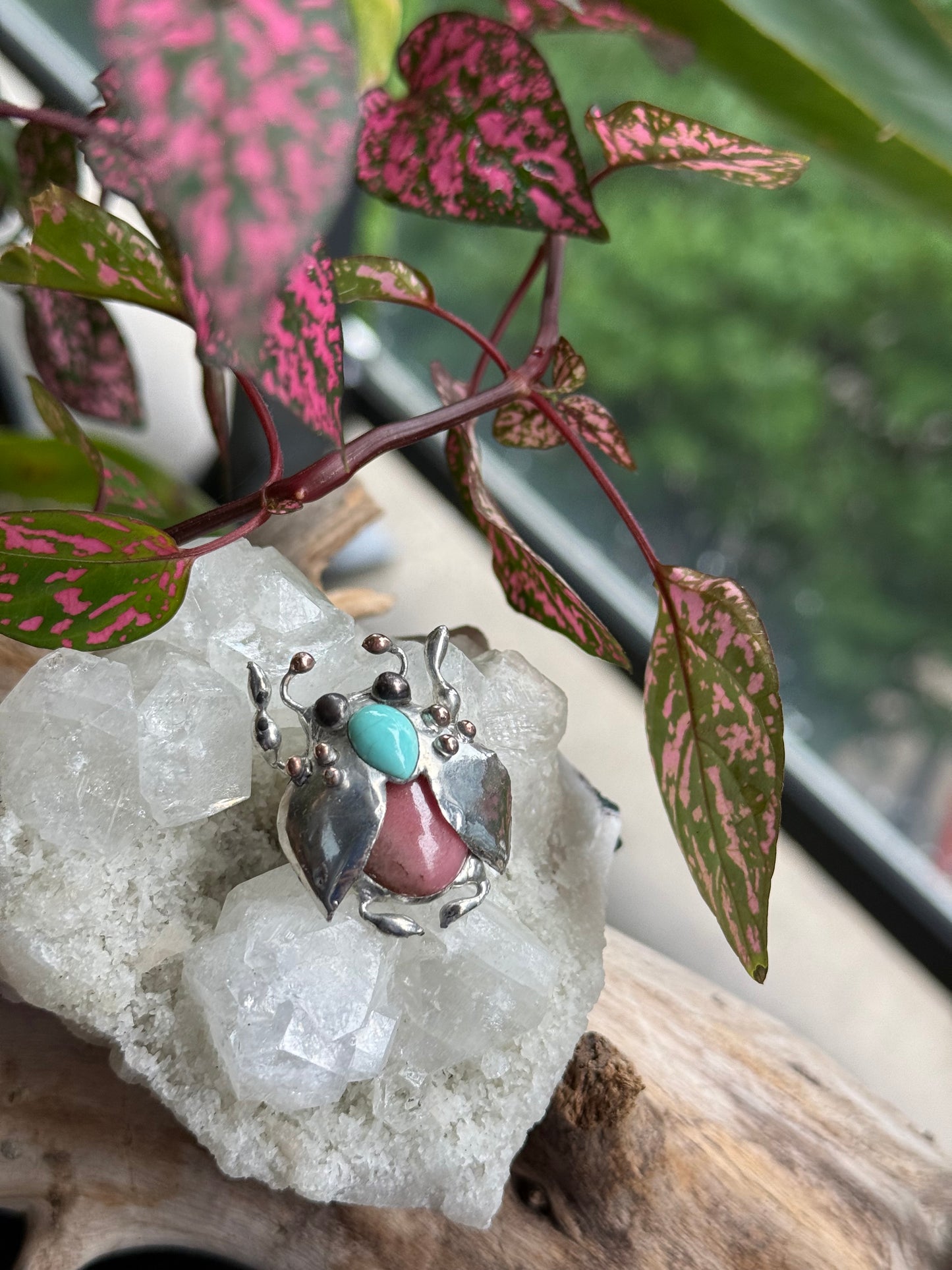 CHOOSE INSECT Brooch or Necklace Beetle with Gemstones, Artisan Jewelry Bug
