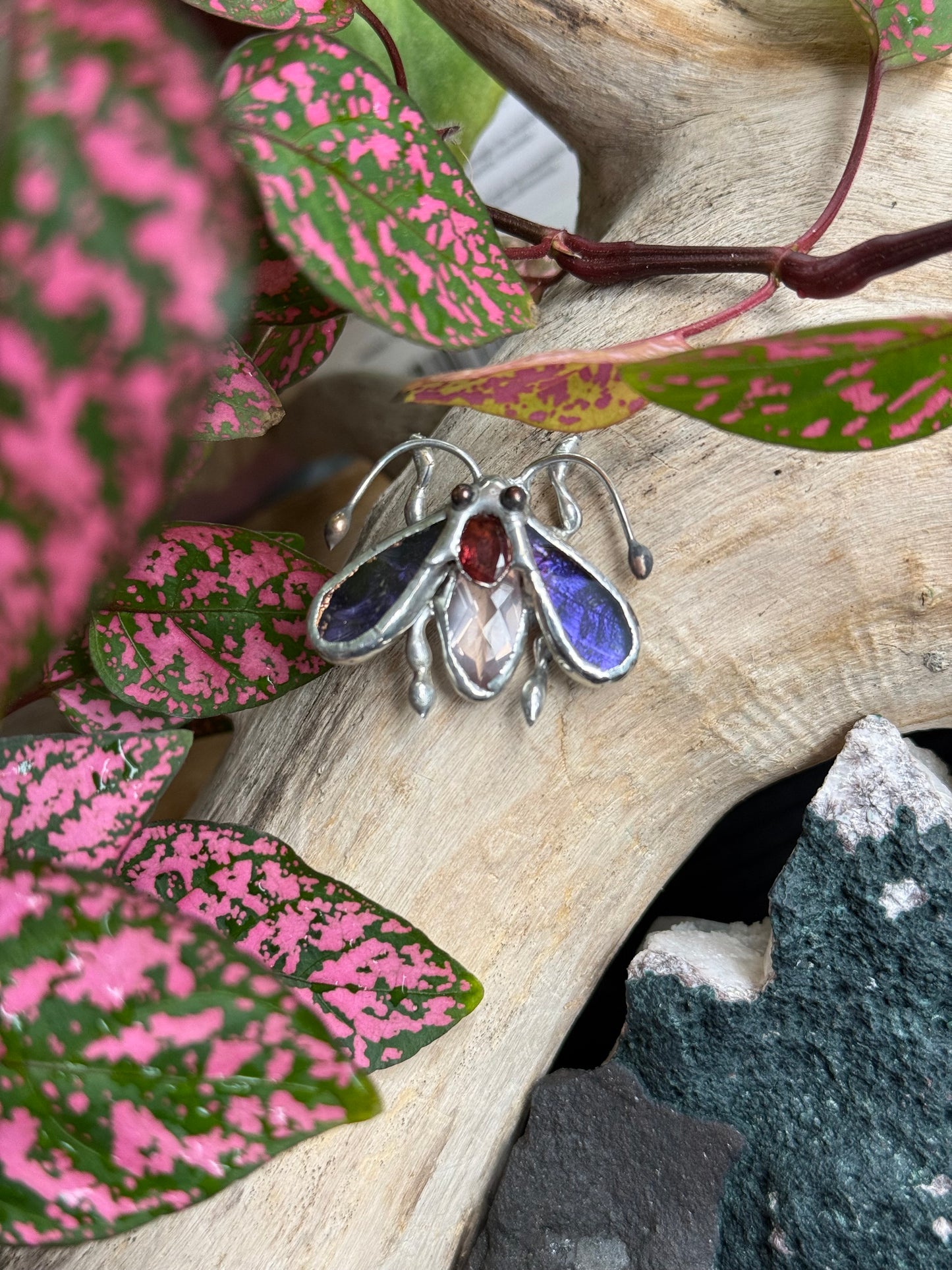 CHOOSE INSECT Brooch or Necklace Beetle with Gemstones, Artisan Jewelry Bug