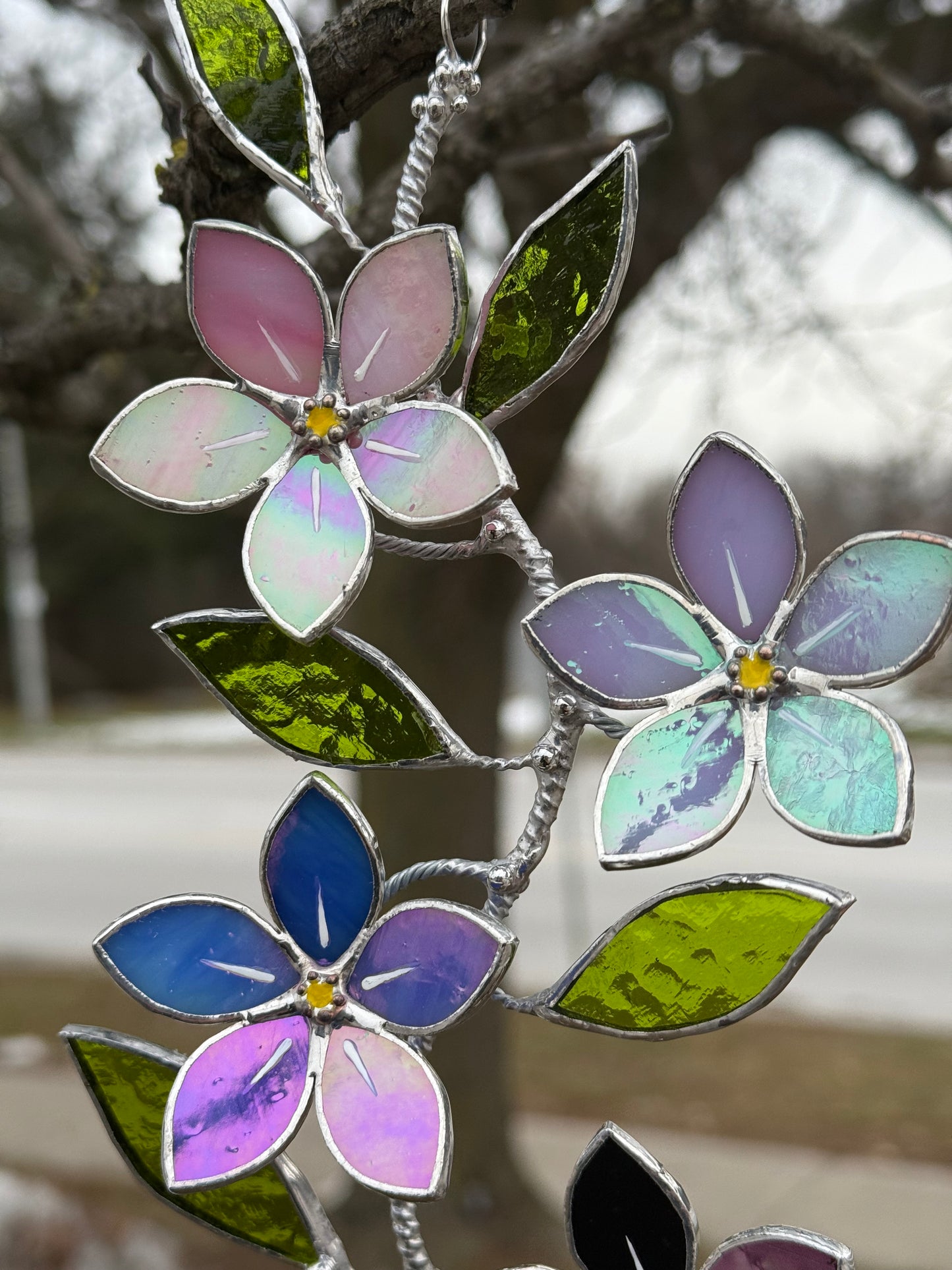 " . Forget me not flower Gradient Wall Pendant, Stained glass Decorative ORNAMENT, Walldecoration, Suncatcher