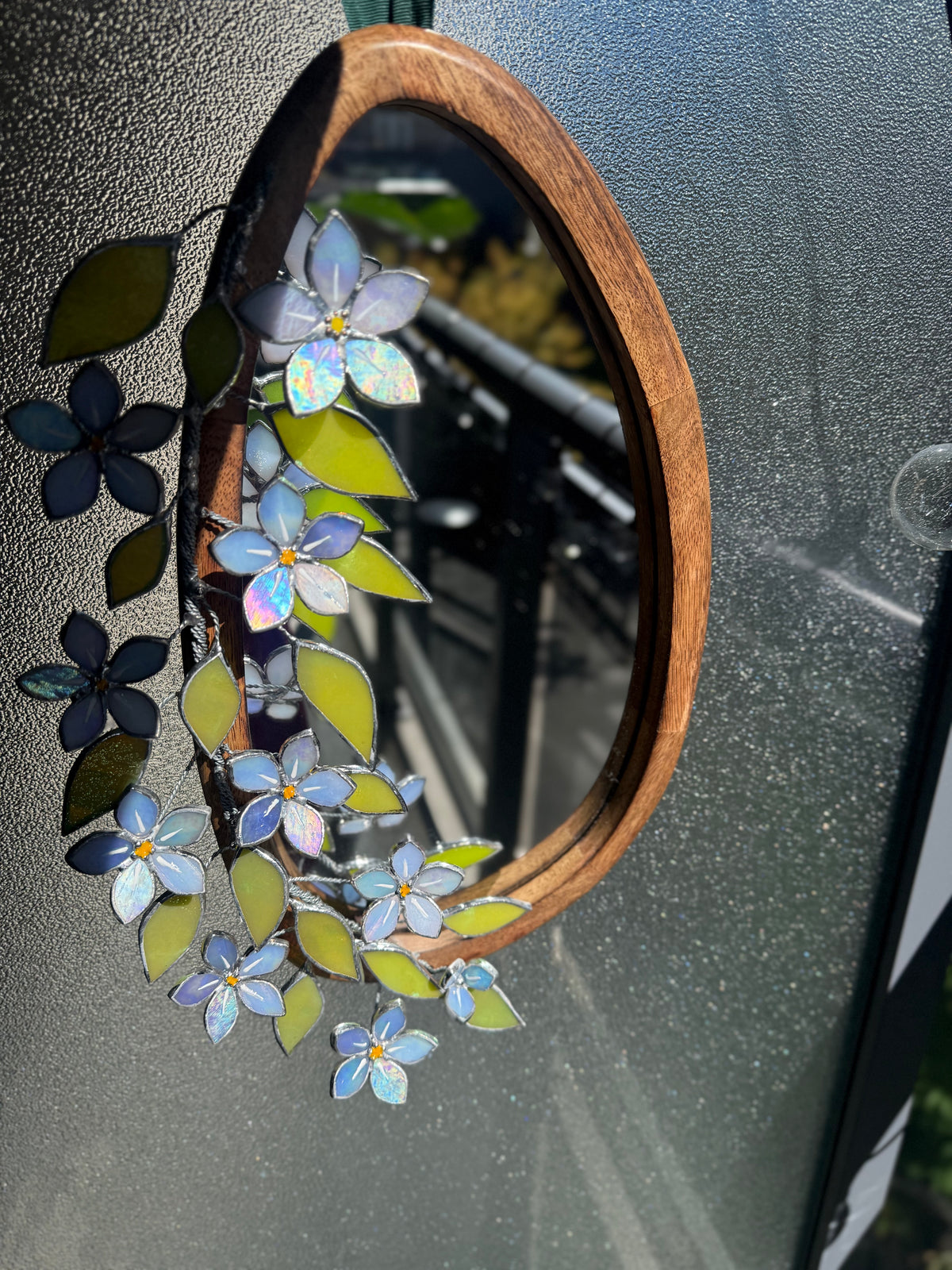 Flower Mirrors Set of 3, Stained glass Flower Mirror, 3D Botanical Floral Wall Art ready new