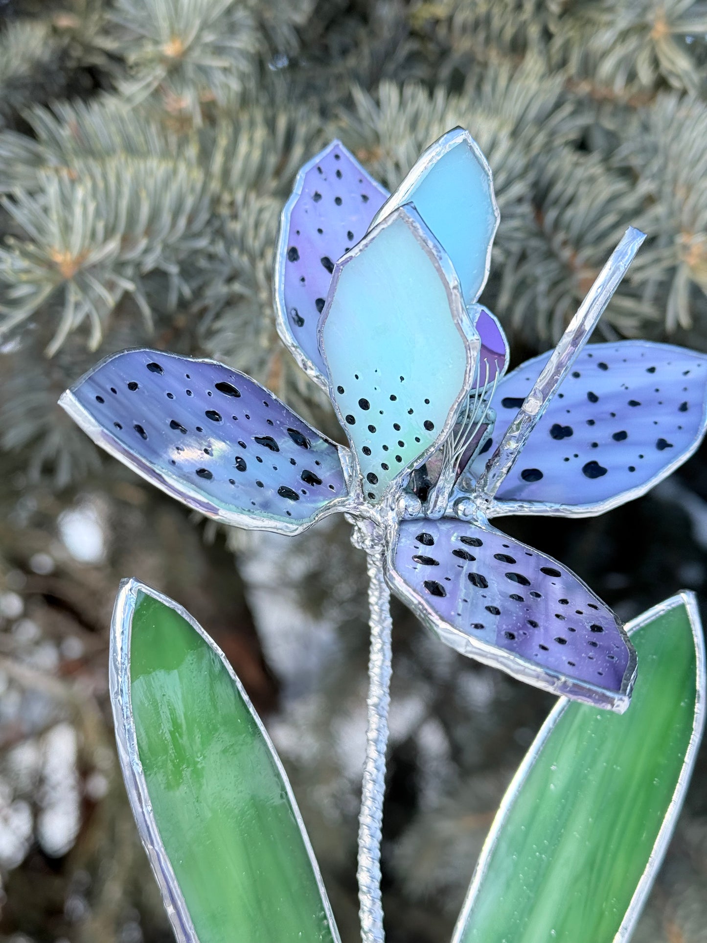 .Tropical Orchid in a pot, Botanical Stained Glass Modern Art Decor