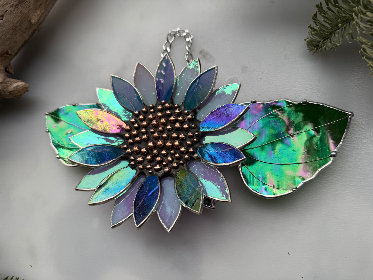 Sunflower Lavender Dreams, Stained Glass Suncatcher, Wall Art Decor ready