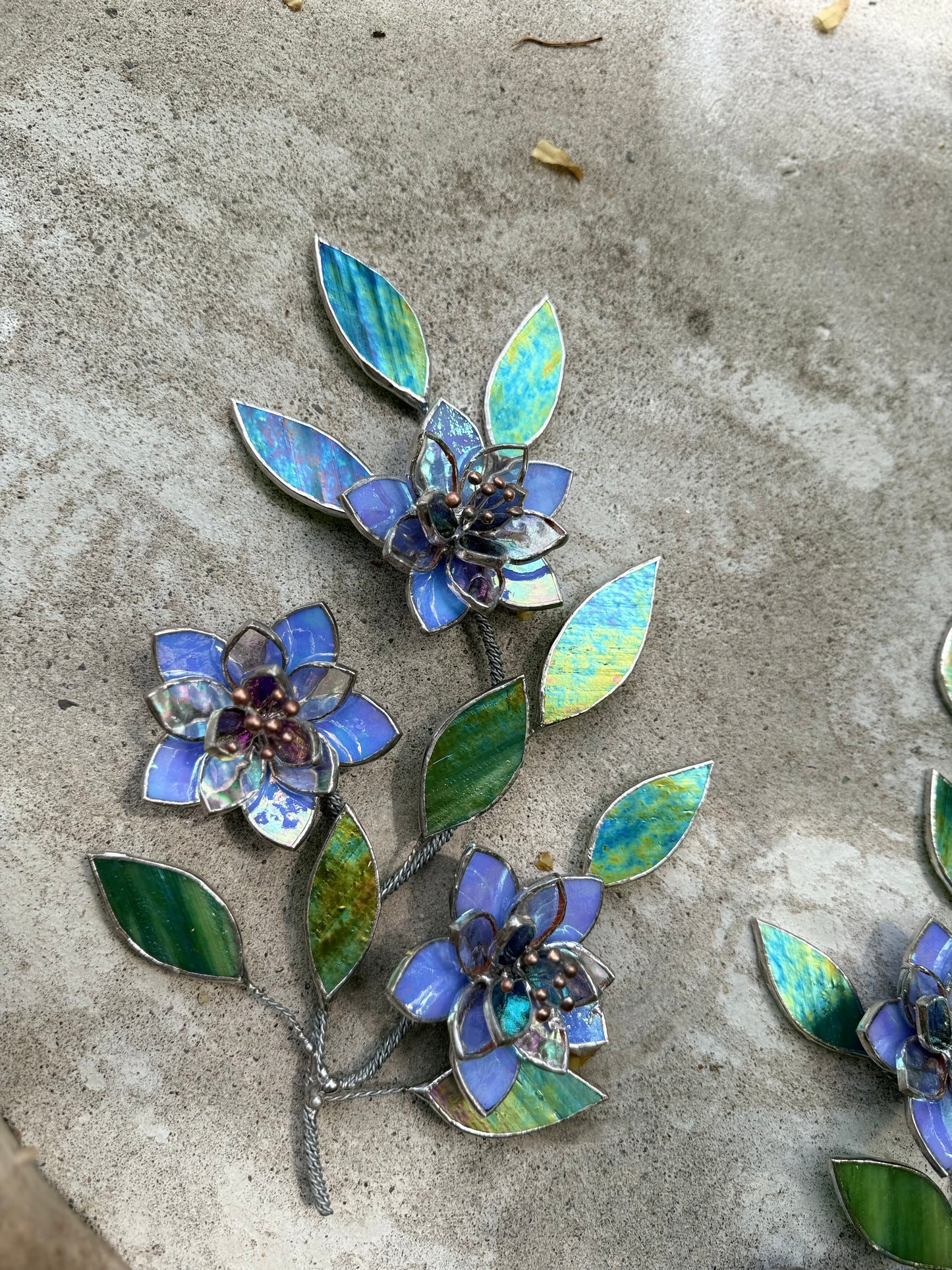 .Blue wildflowers Stained glass, Wall Decor, Glass Suncatcher Wall Decor ready