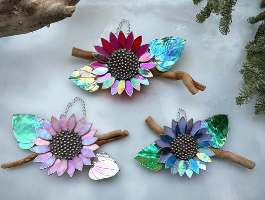 "  . CHOOSE COLOR Sunflower Wall Decor", stained glass wall decor, tropical flower 3D, Sun catcher, Plant decor