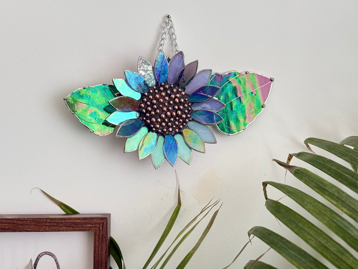 Sunflower Lavender Dreams, Stained Glass Suncatcher, Wall Art Decor ready