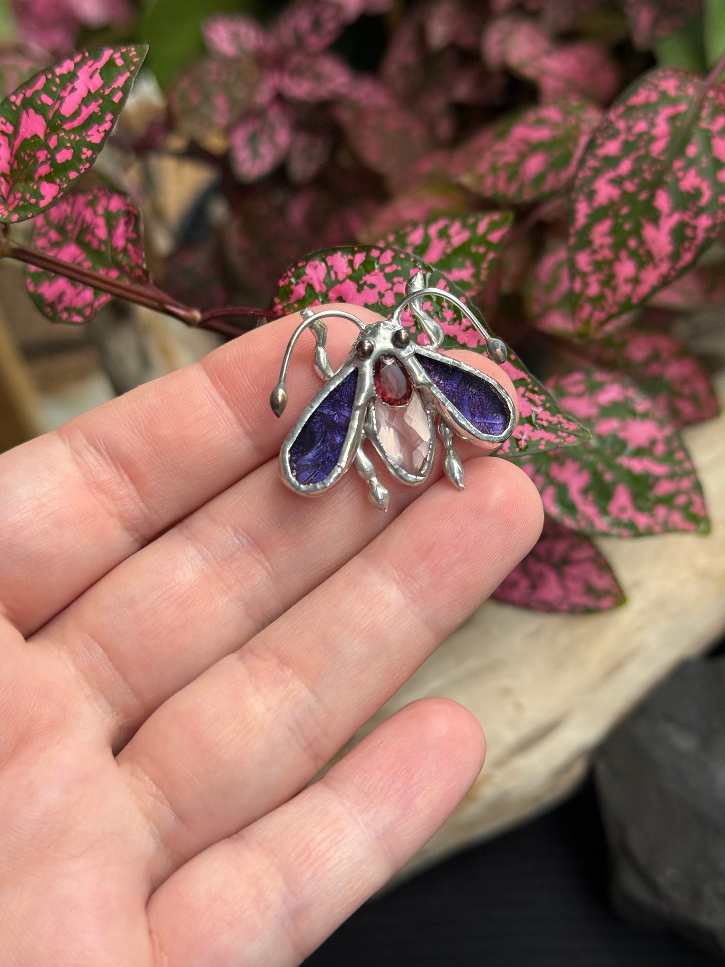 CHOOSE INSECT Brooch or Necklace Beetle with Gemstones, Artisan Jewelry Bug