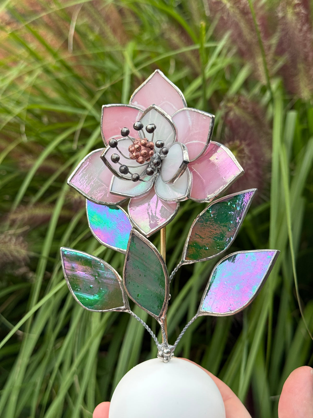 Camellia flower, Stained Glass Botanical Art, Modern Decor