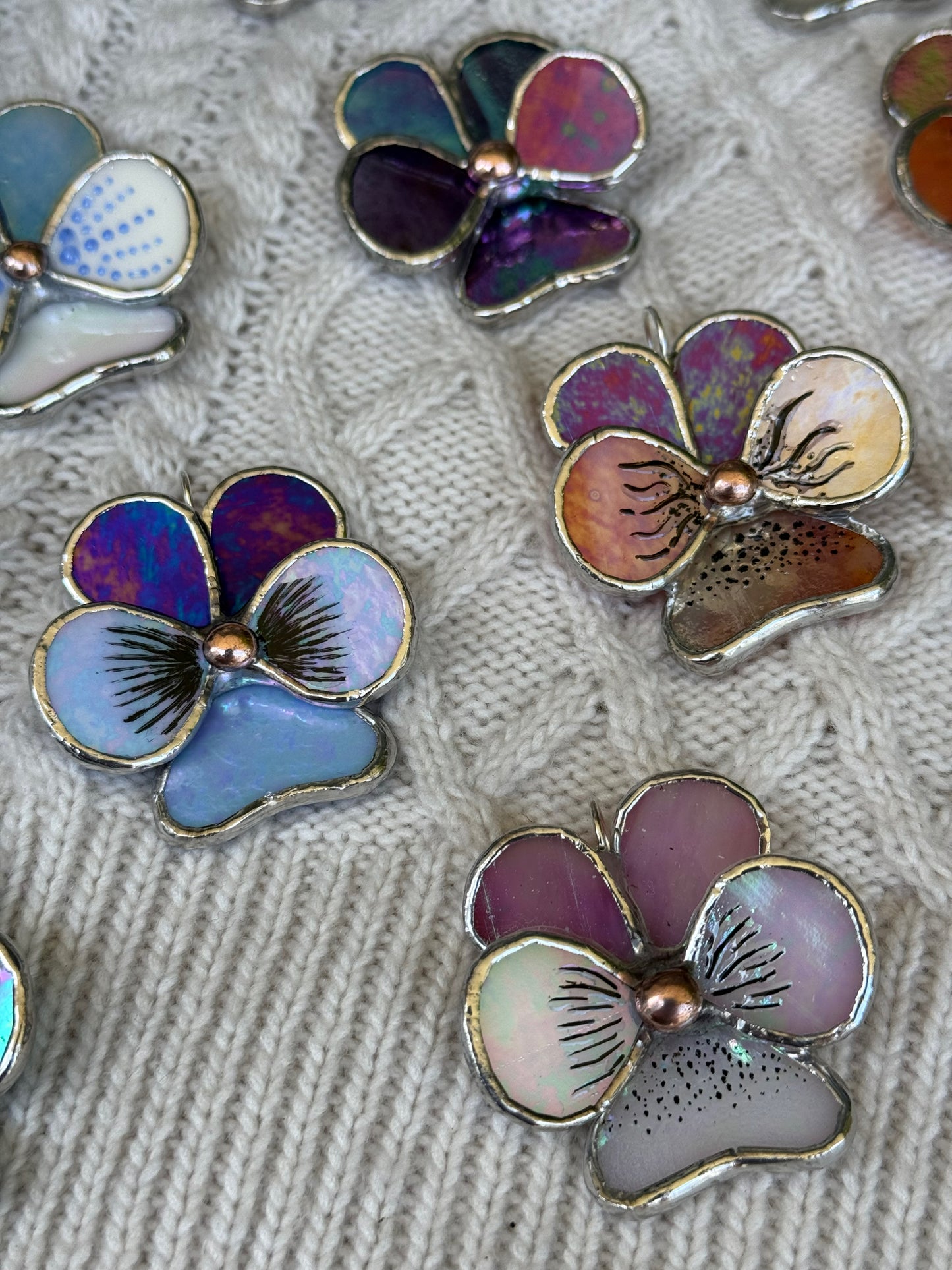 " .  CHOOSE COLOR Decorative ORNAMENTS Stained glass Pansy flower, Christmas decoration, Suncatcher, wall window hanging”