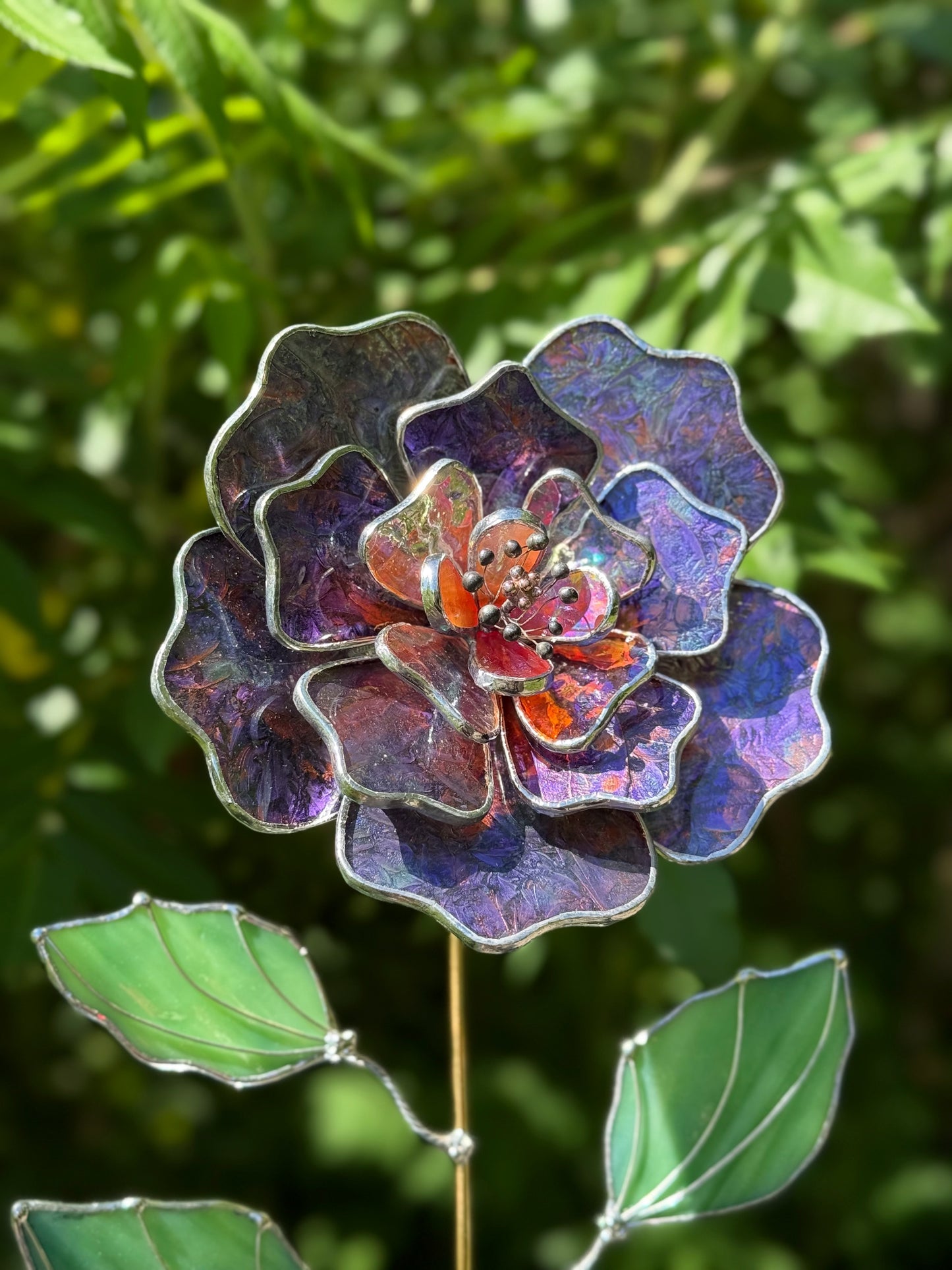 .Multicolor Peony Stained glass flower 3D Botanical Table Plant Decor new ready
