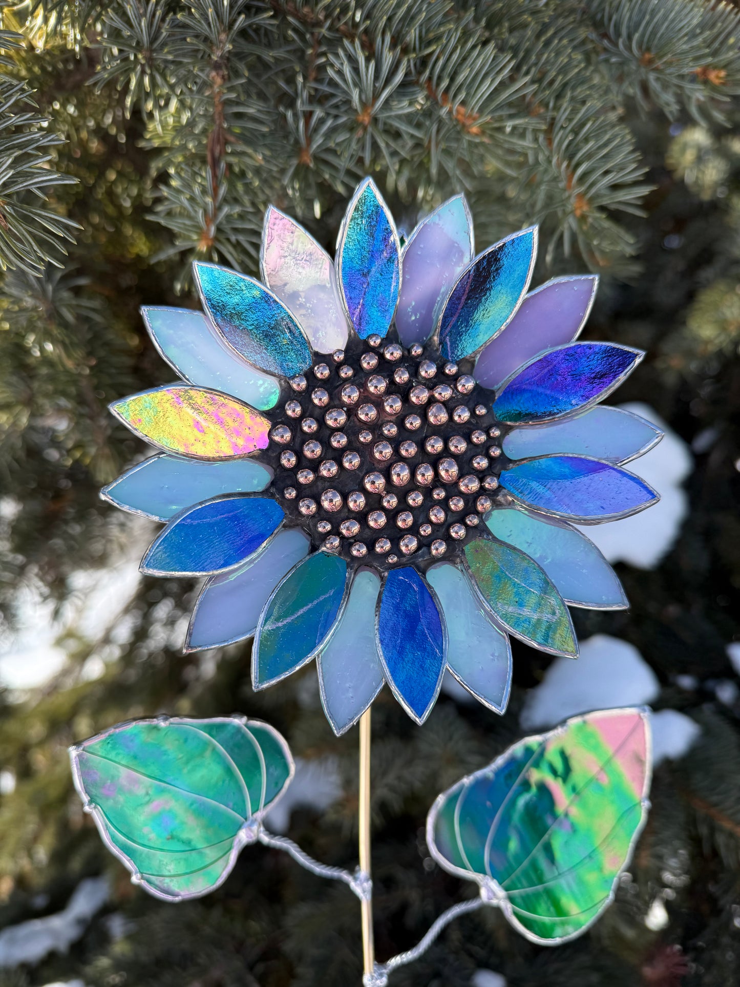 Lavender Dreams Sunflower,3D Stained Glass Suncatcher, Botanical Decor