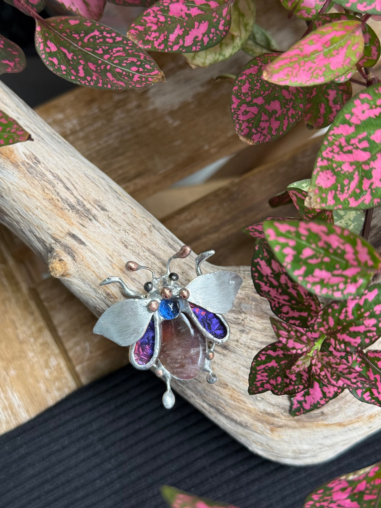 CHOOSE INSECT Brooch or Necklace Beetle with Gemstones, Artisan Jewelry Bug
