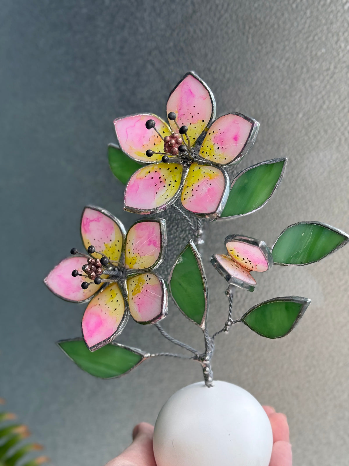 Hellebore Flower Hand Painted, Stained Glass Botanical Art, Modern Decor