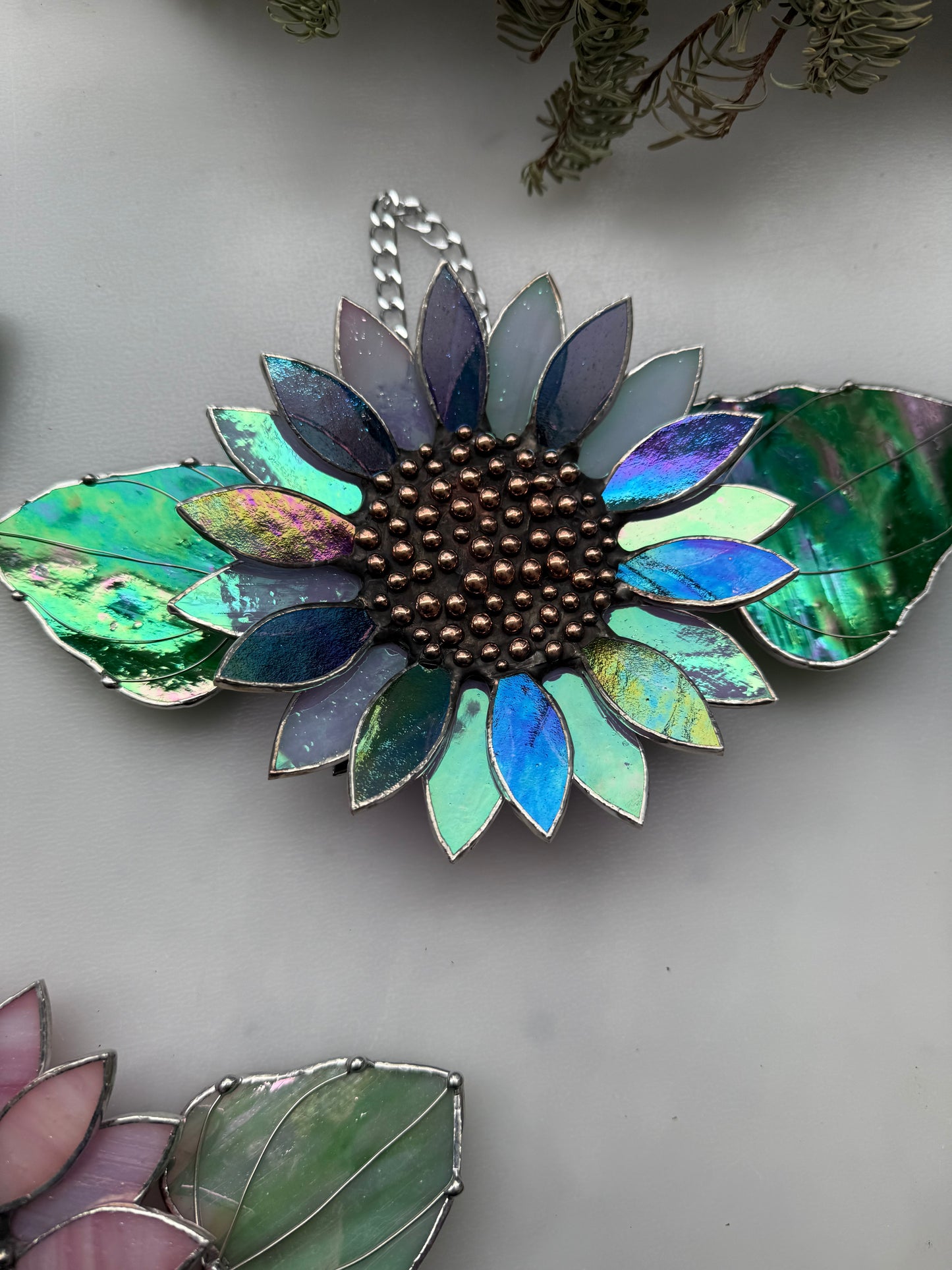 Sunflower Lavender Dreams, Stained Glass Suncatcher, Wall Art Decor ready