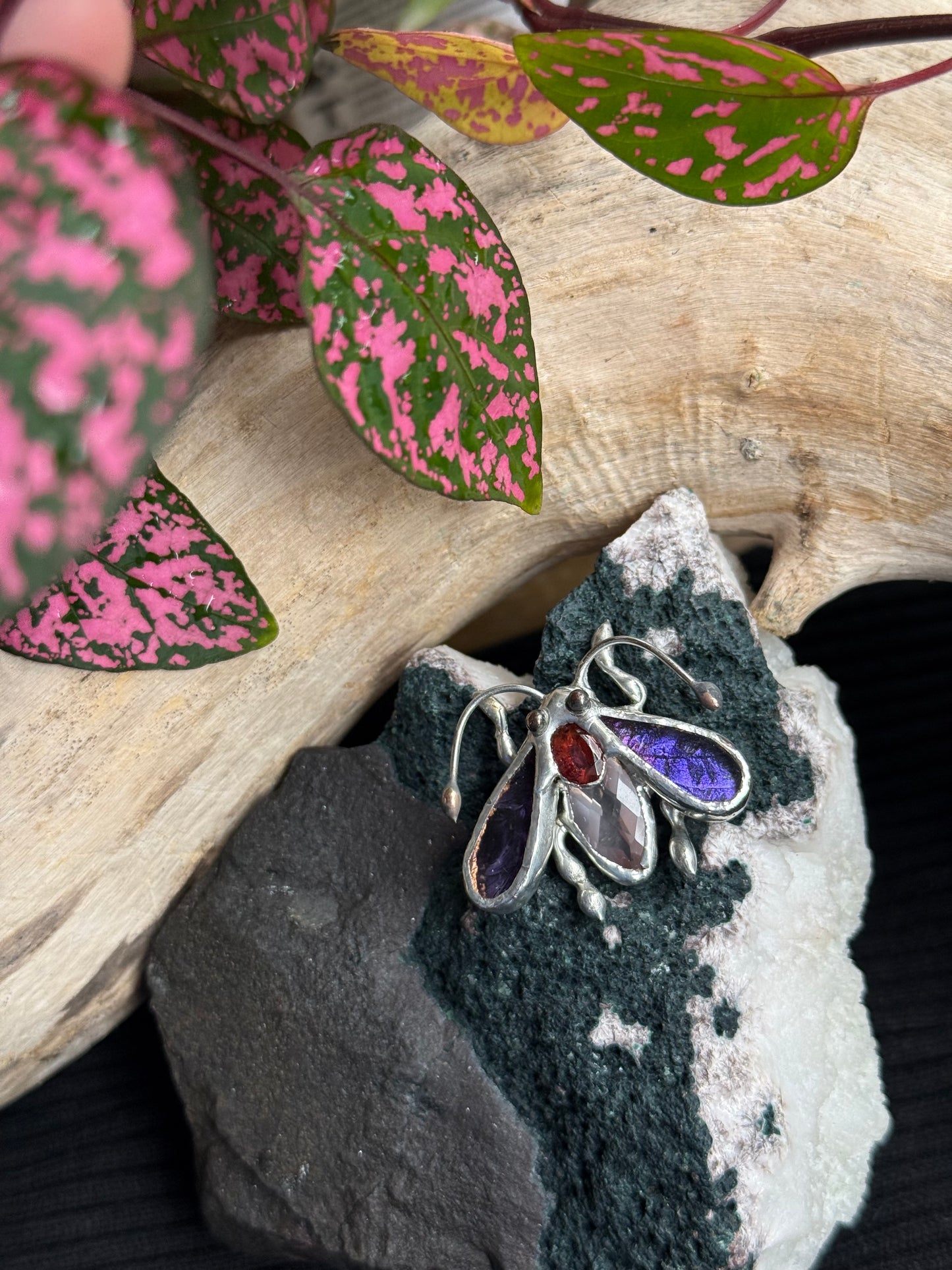 CHOOSE INSECT Brooch or Necklace Beetle with Gemstones, Artisan Jewelry Bug