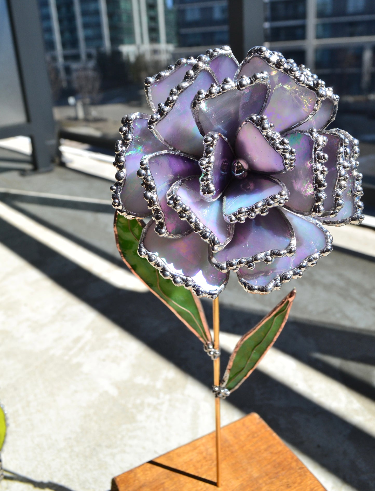 " . Lavender Peony". Iridescent stained glass tropical flower Suncatcher 3D, Table plant decor, Home Garden stake, Mother’s Day gift