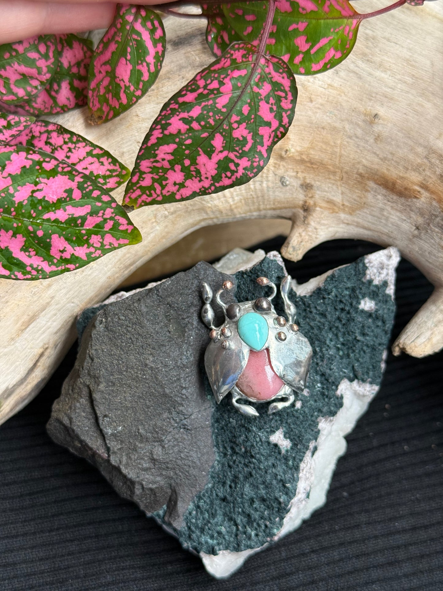CHOOSE INSECT Brooch or Necklace Beetle with Gemstones, Artisan Jewelry Bug