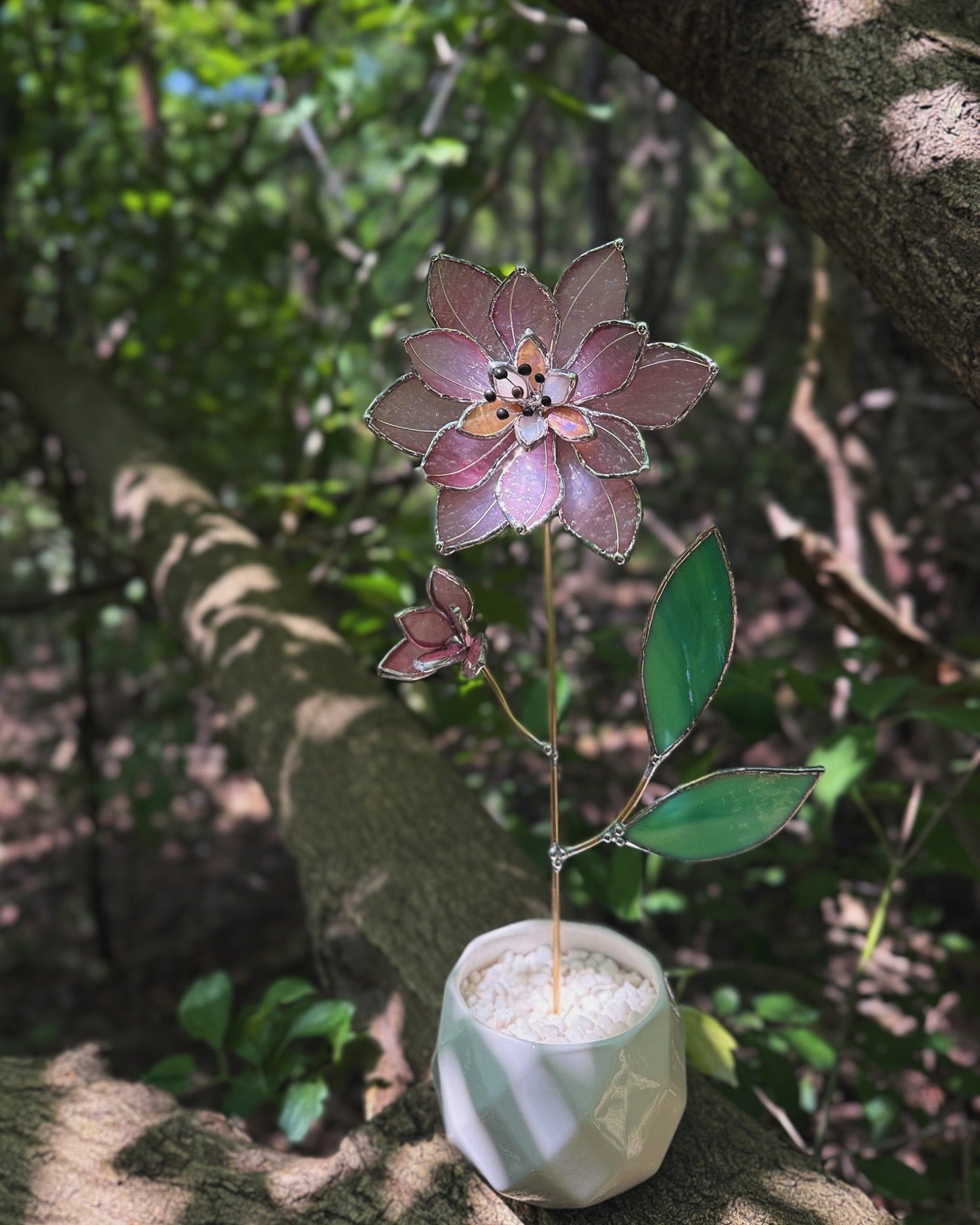 " . Baby Pink Lily translucent ribbed" Stained glass tropical flower 3D, Sun catcher, Table plant, Garden stake, wedding decor, Christmas gift
