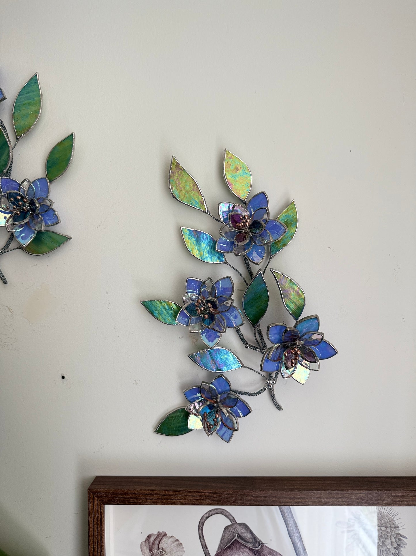 .Blue wildflowers Stained glass, Wall Decor, Glass Suncatcher Wall Decor ready