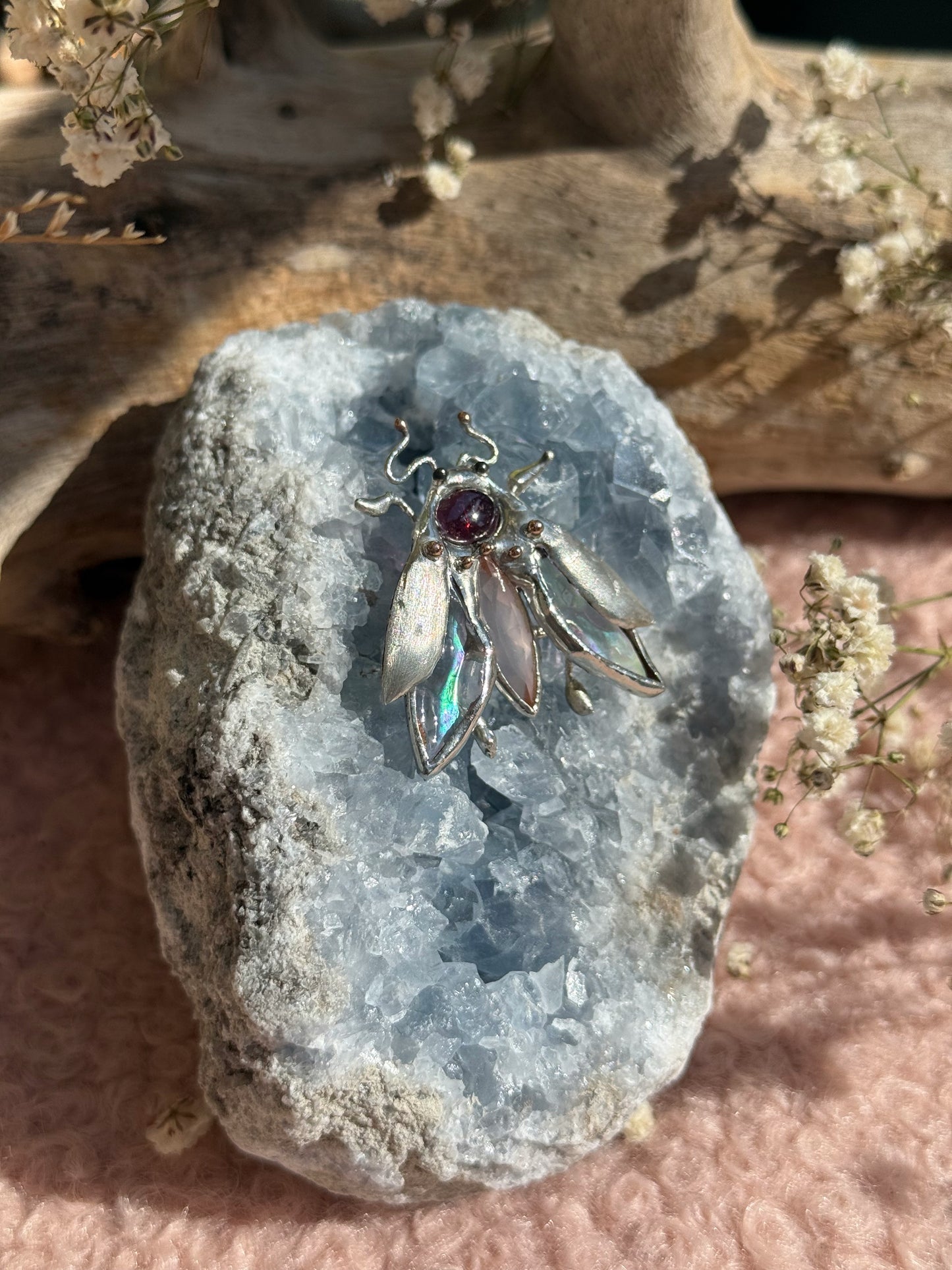 CHOOSE INSECT Brooch or Necklace Beetle with Gemstones, Artisan Jewelry Bug