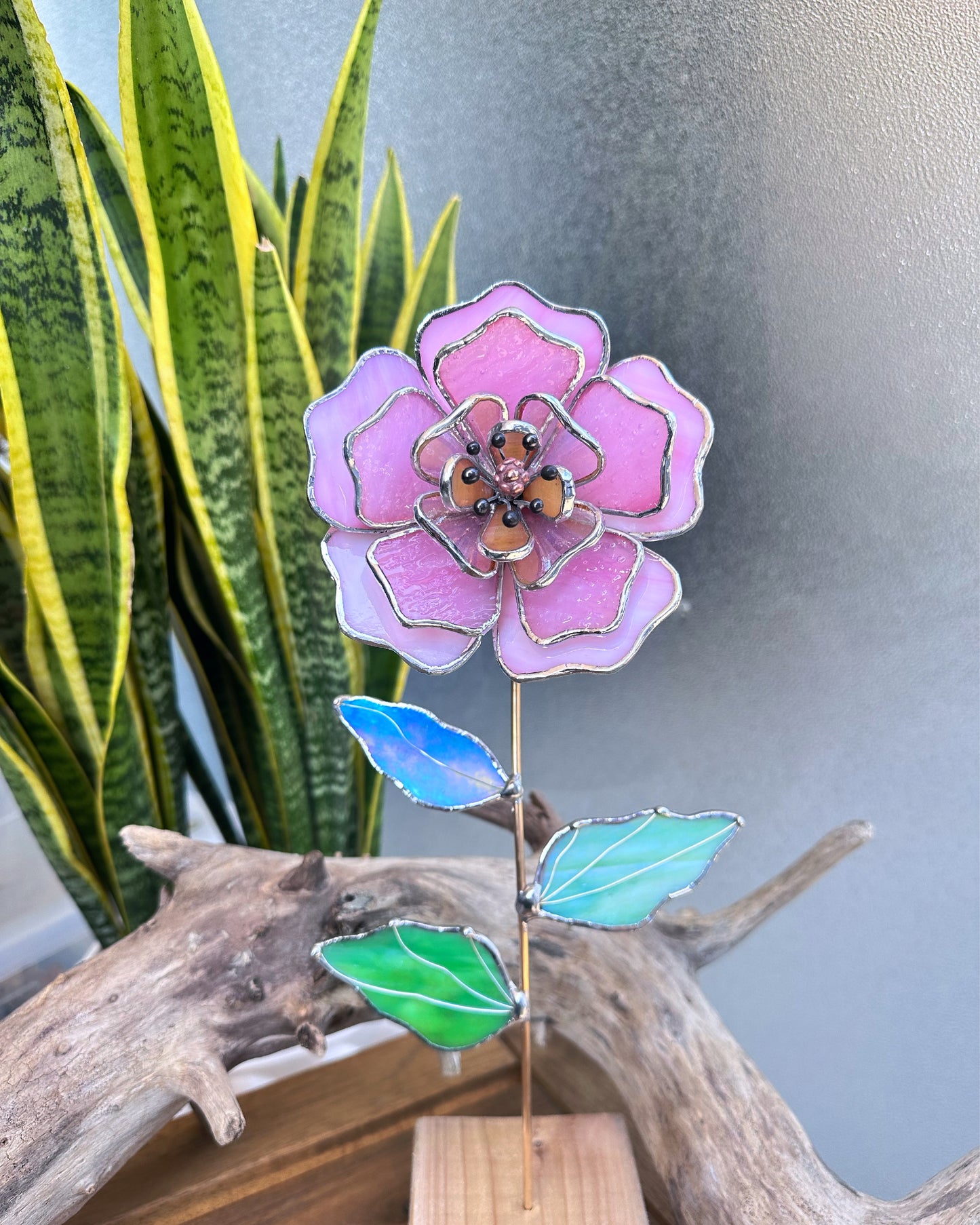 " . Peony Stained glass flower Candy Pink, tropical 3D Sun catcher, Table plant decor, wedding gift, available